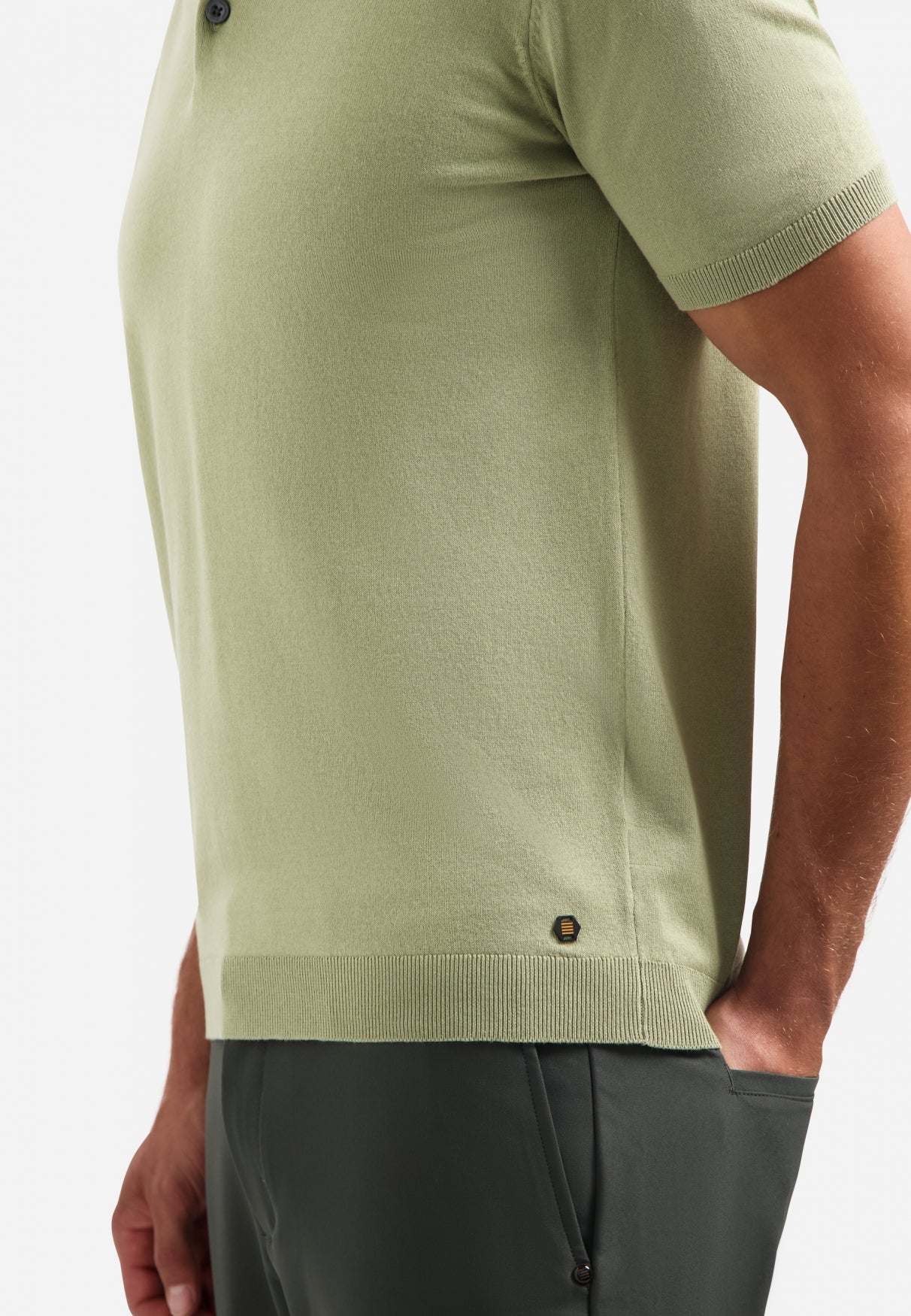 Knitted polo | Light Moss