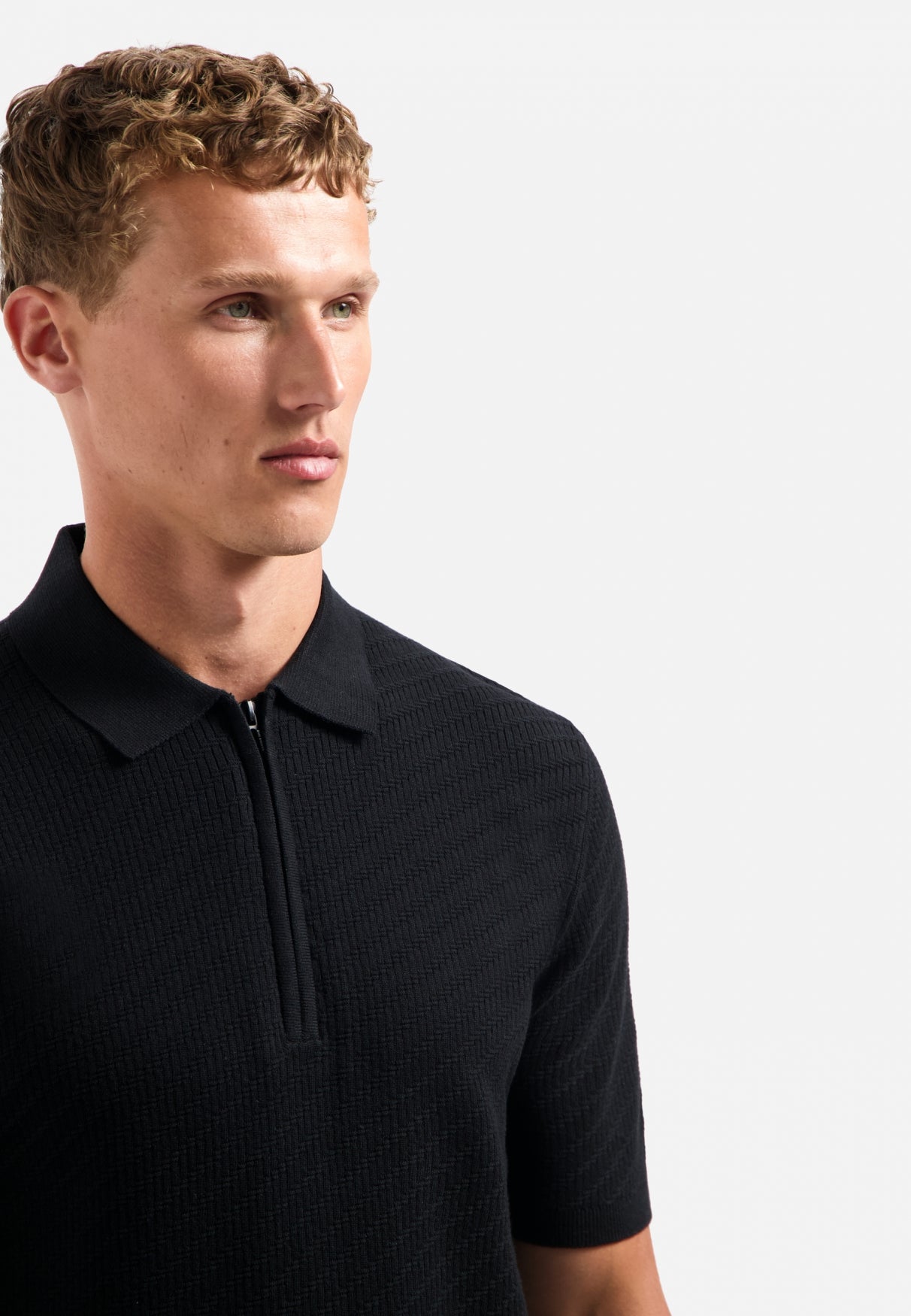 Half-zip knitted polo | Black