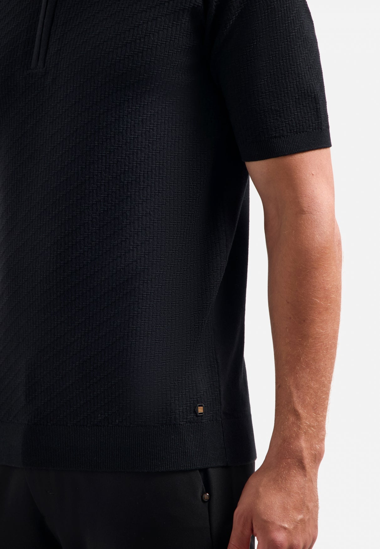 Half-zip knitted polo | Black