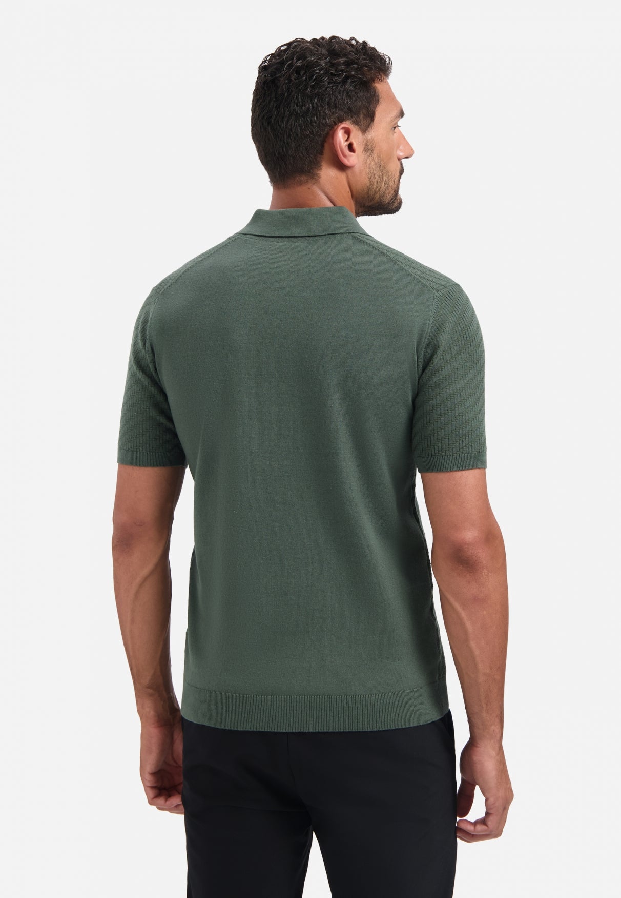 Half-zip knitted polo | Dark Green
