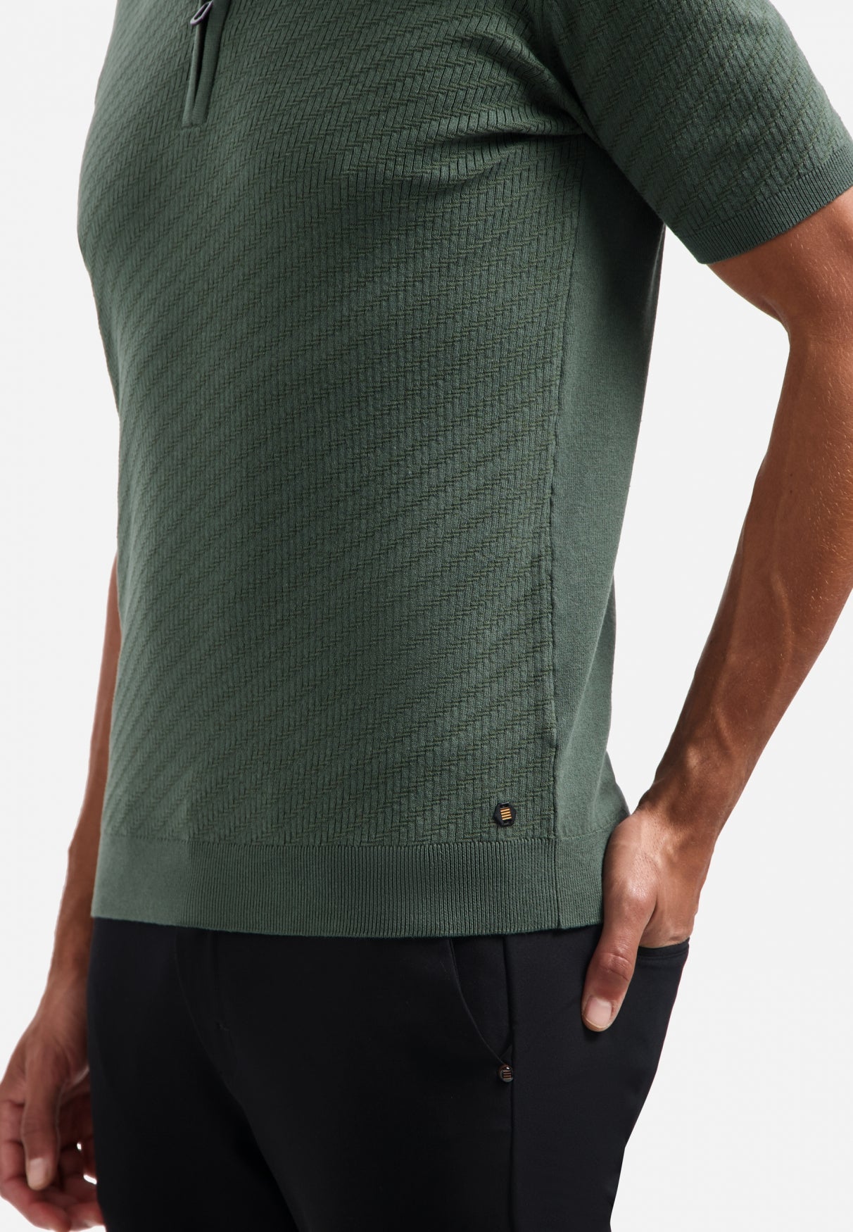 Half-zip knitted polo | Dark Green