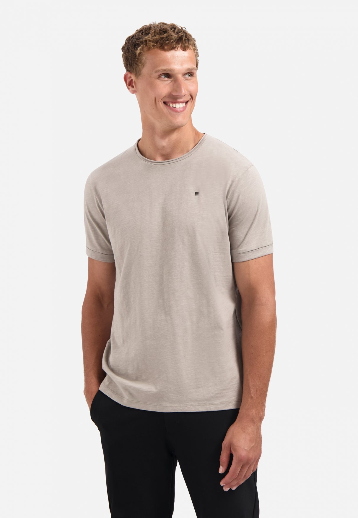 T-shirt slub col rond | Clay