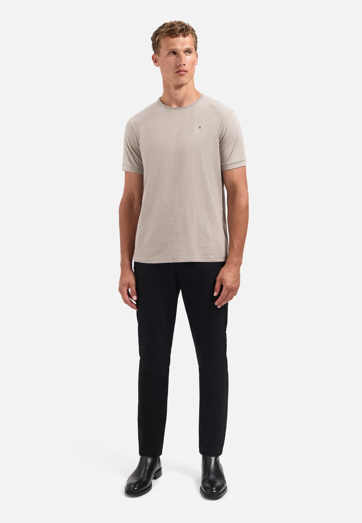 T-shirt slub col rond | Clay
