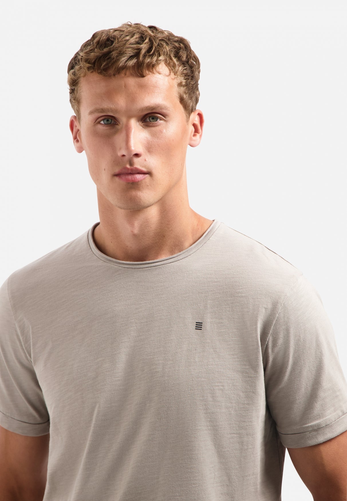 T-shirt slub col rond | Clay