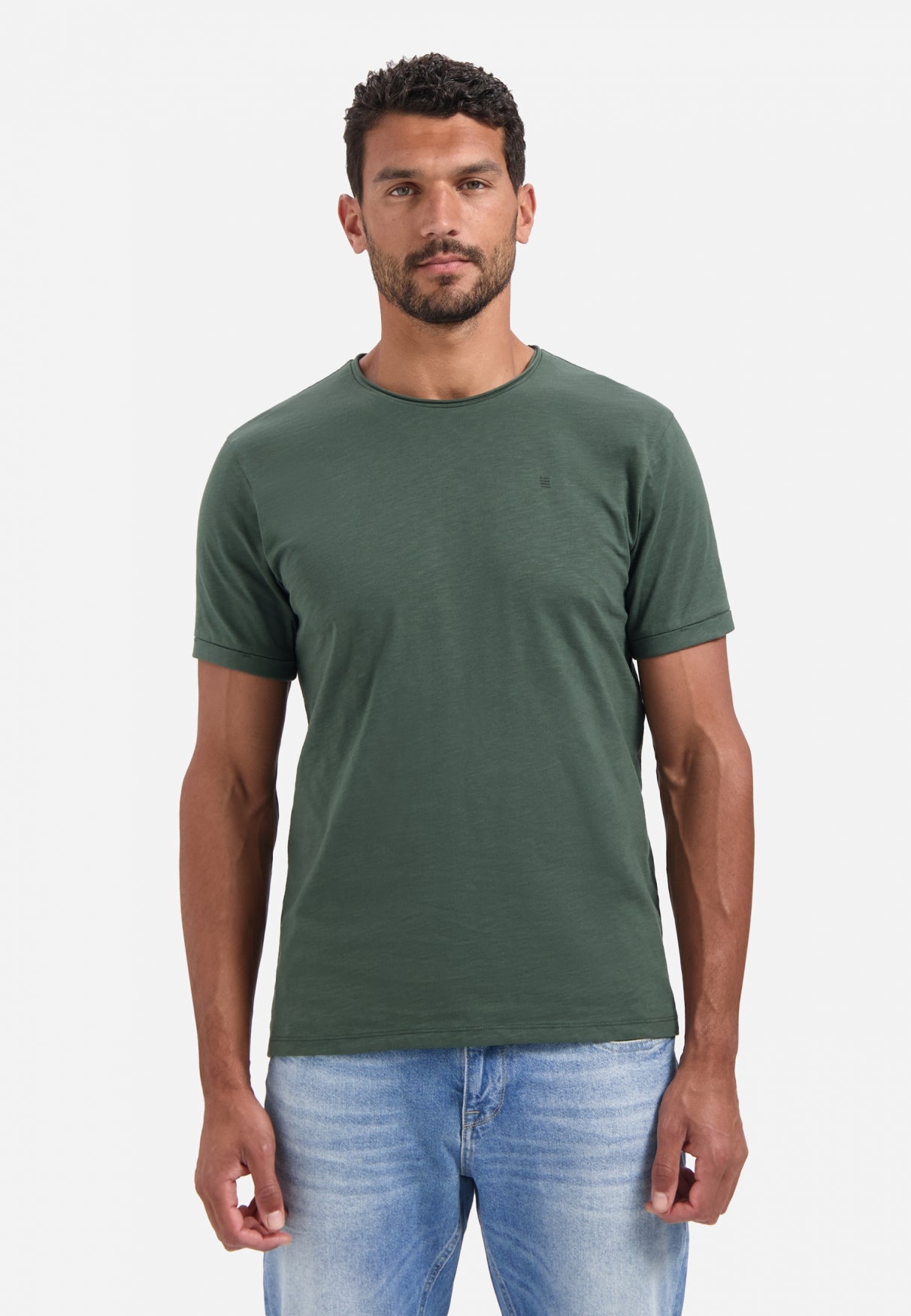 T-shirt slub col rond | Dark Green