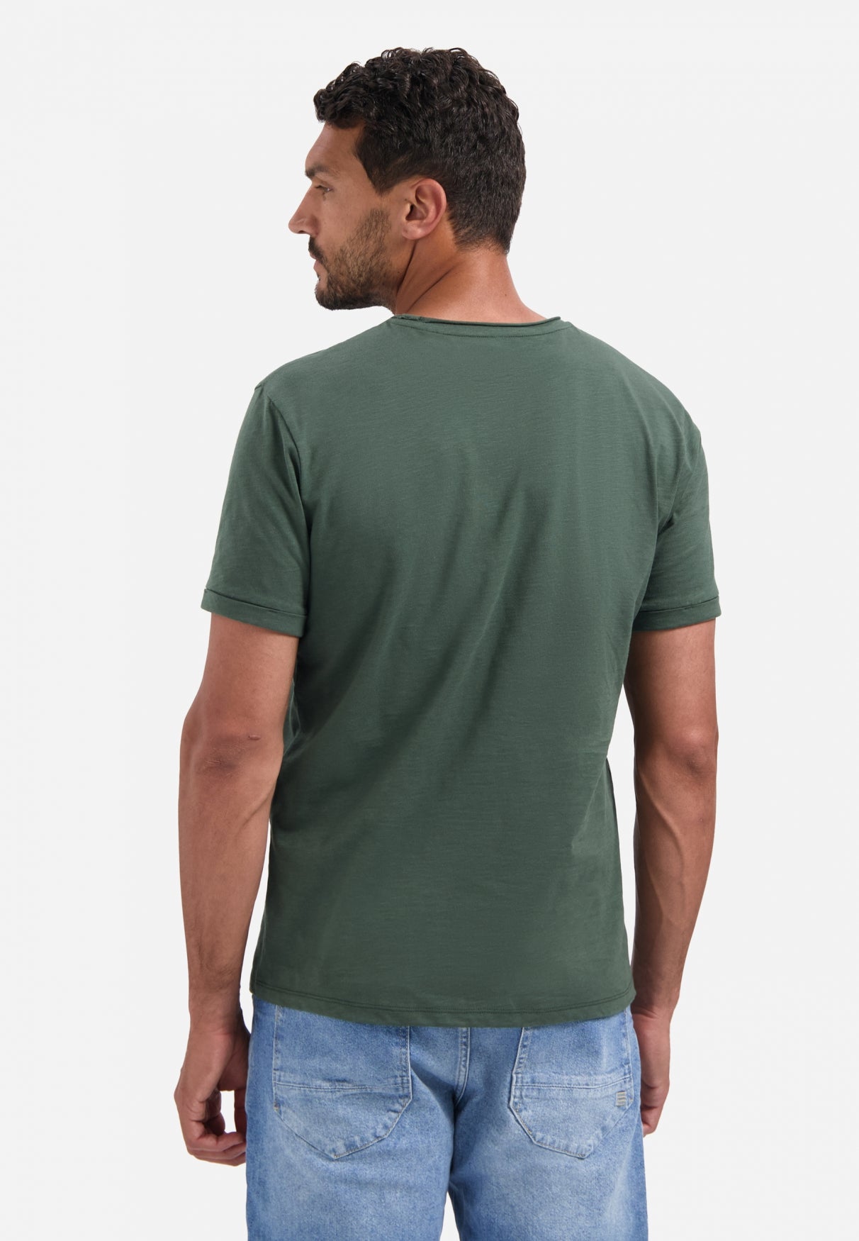 T-shirt slub col rond | Dark Green