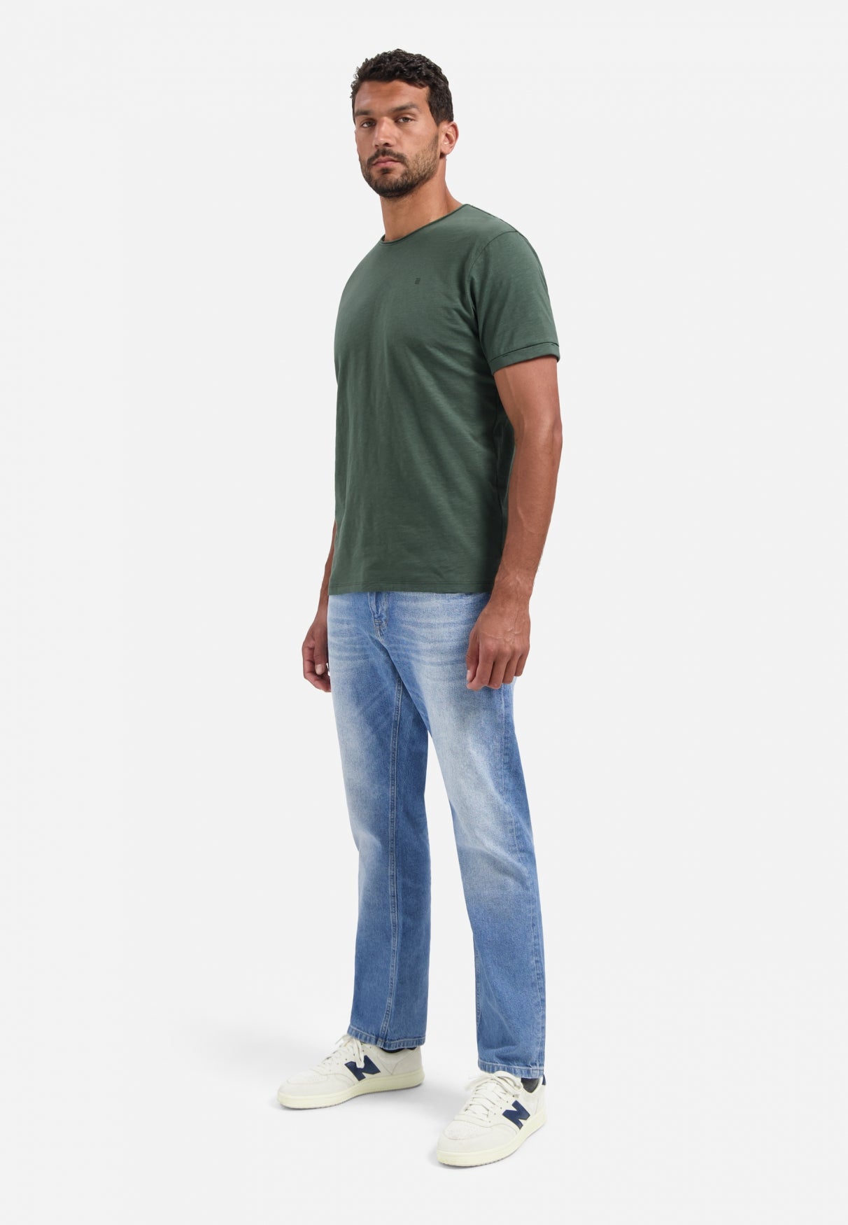 T-shirt slub col rond | Dark Green