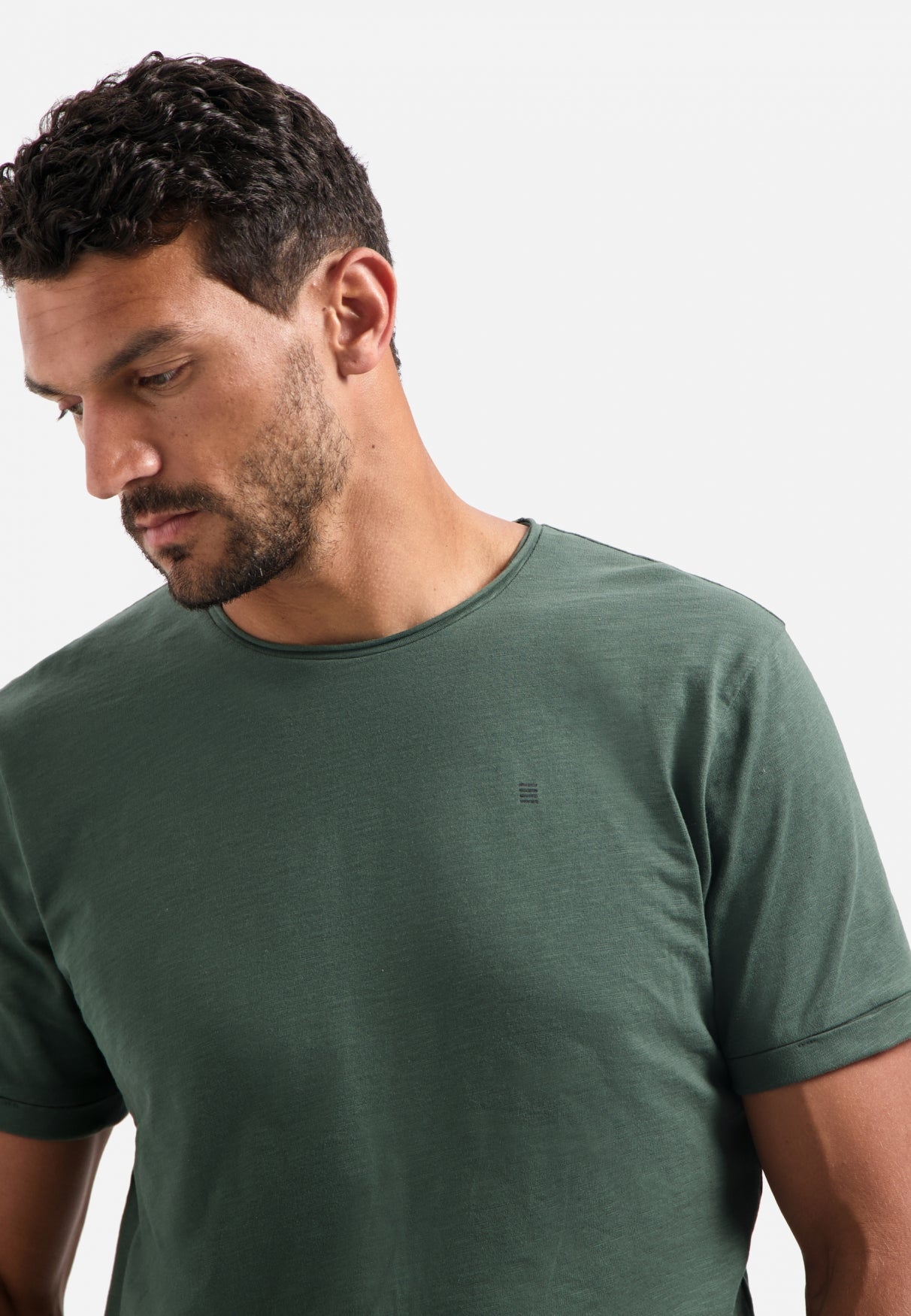 T-shirt slub col rond | Dark Green