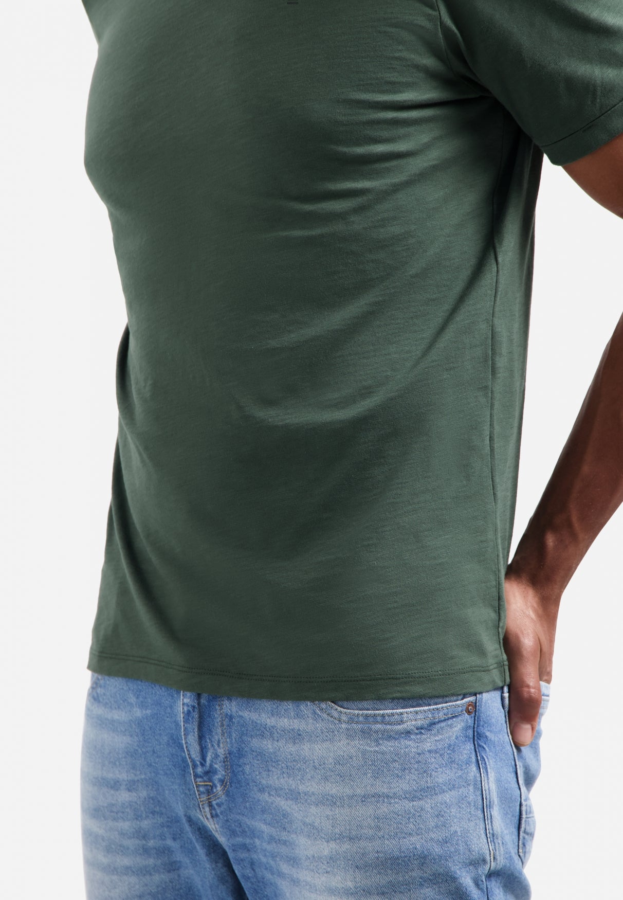 T-shirt slub col rond | Dark Green