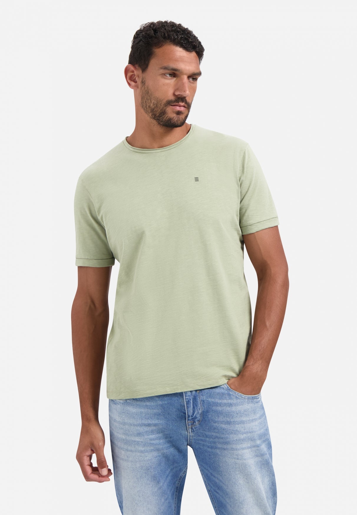 T-shirt slub col rond | Light Moss