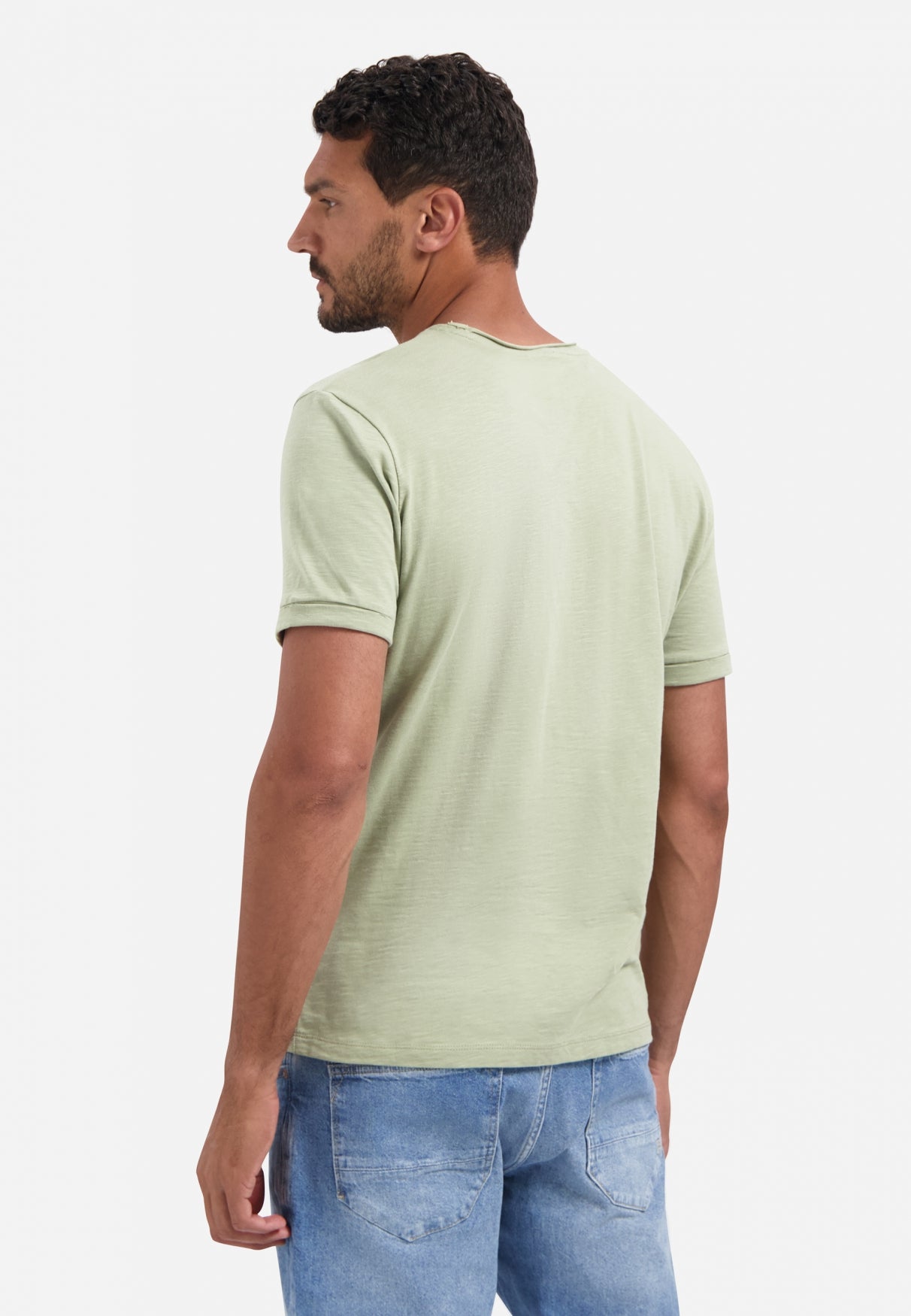 T-shirt slub col rond | Light Moss