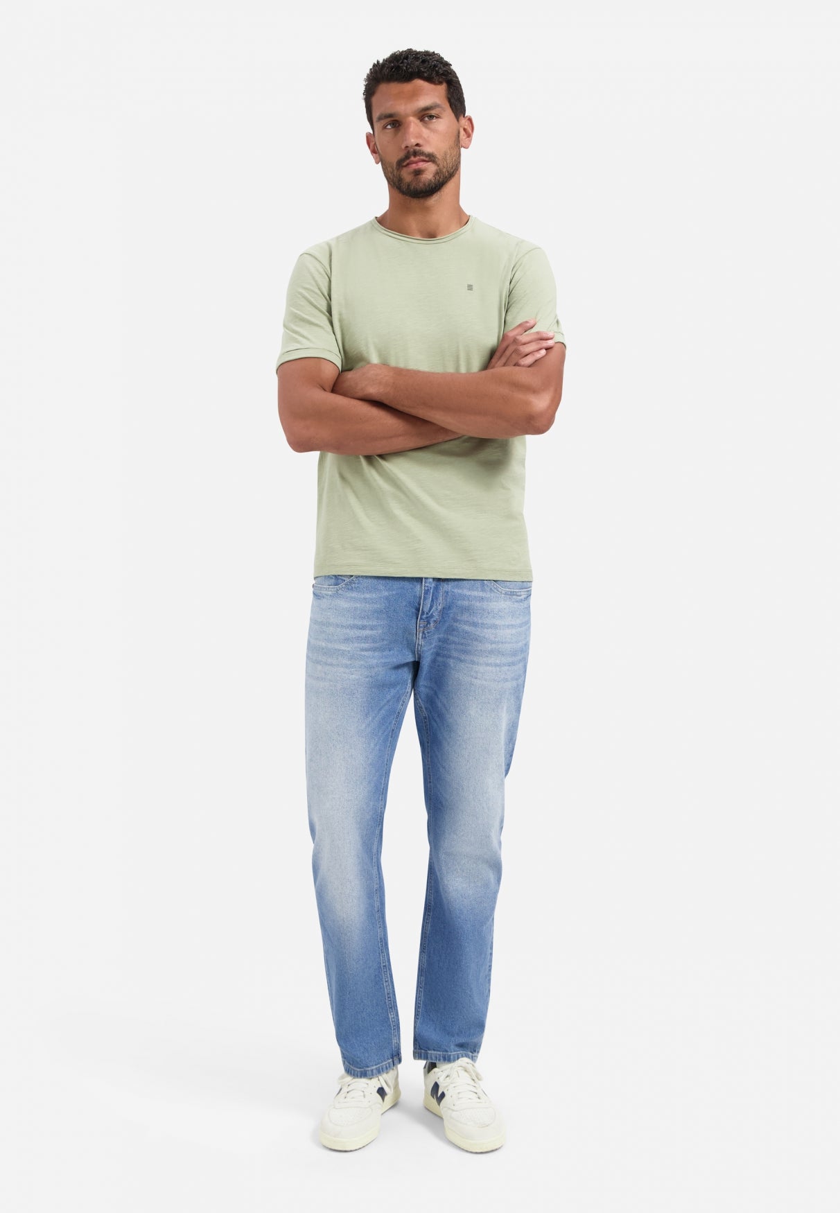 T-shirt slub col rond | Light Moss