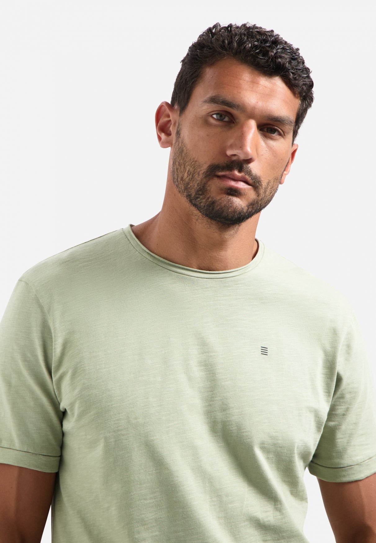 T-shirt slub col rond | Light Moss