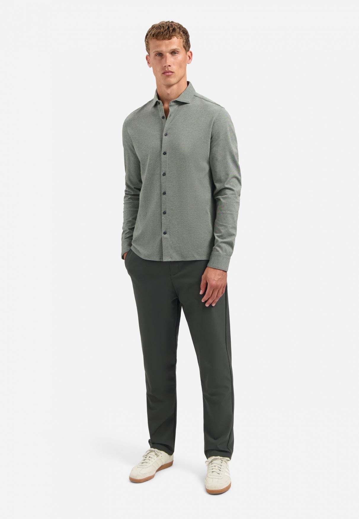 Chemise en jersey chiné | Dark Green