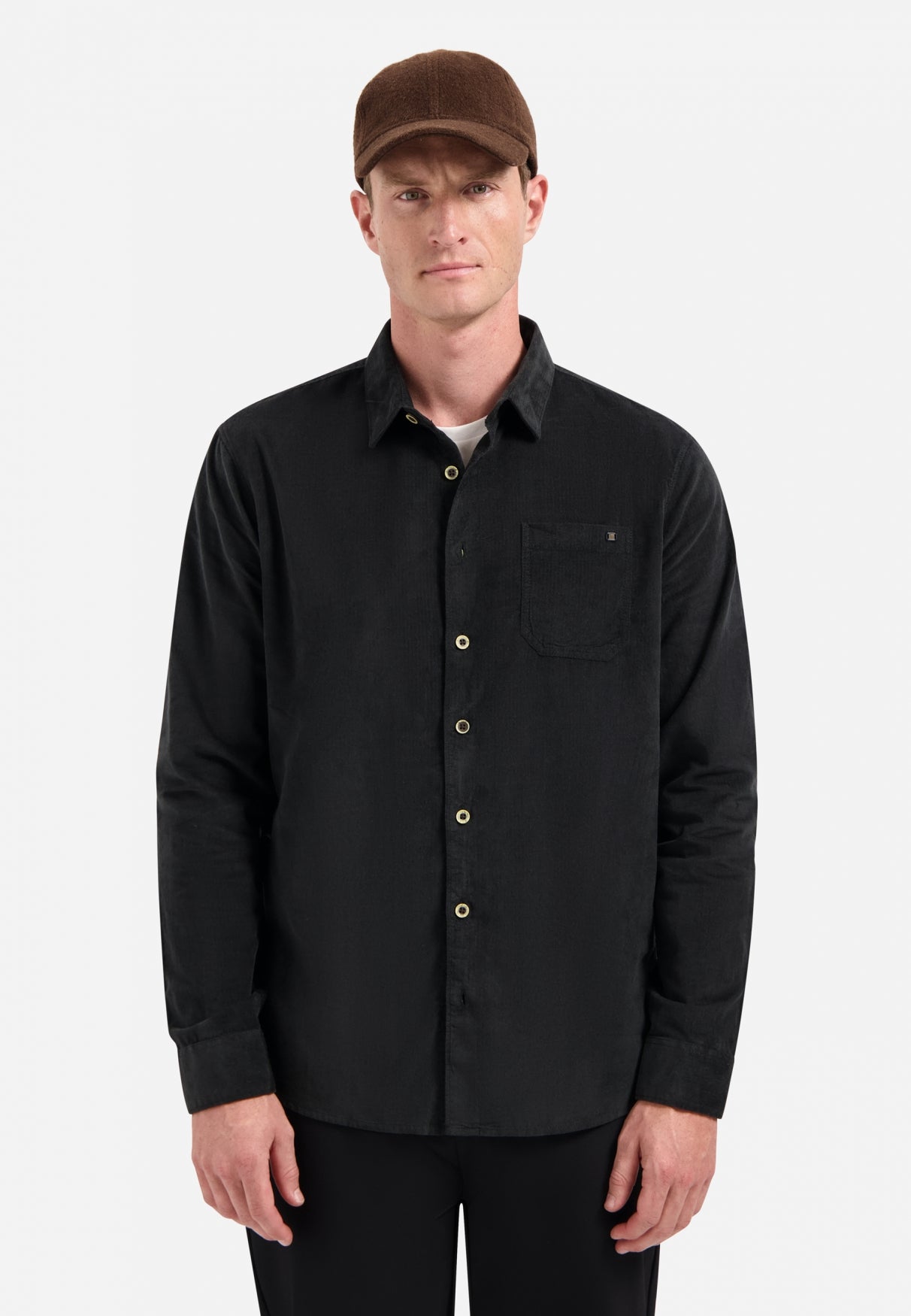 Chemise en velours côtelé | Black