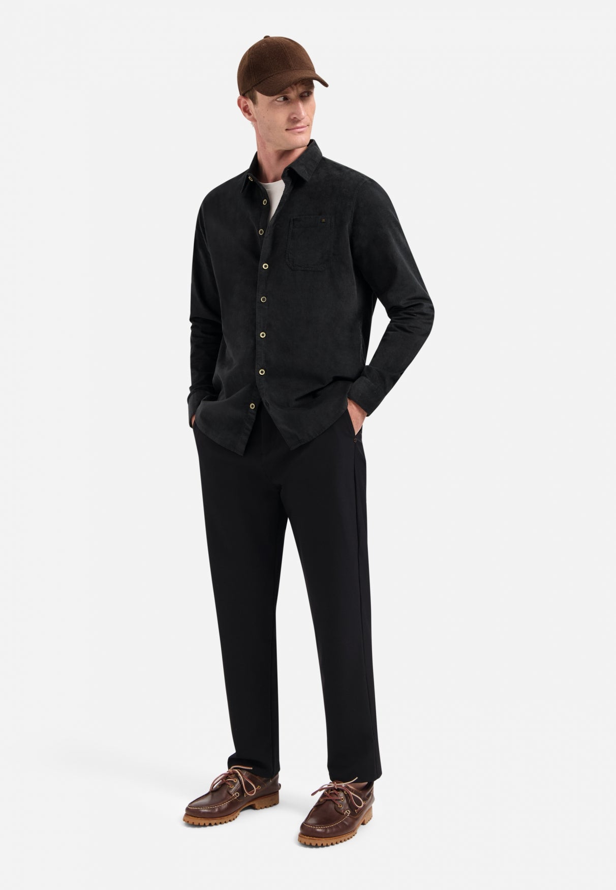 Chemise en velours côtelé | Black