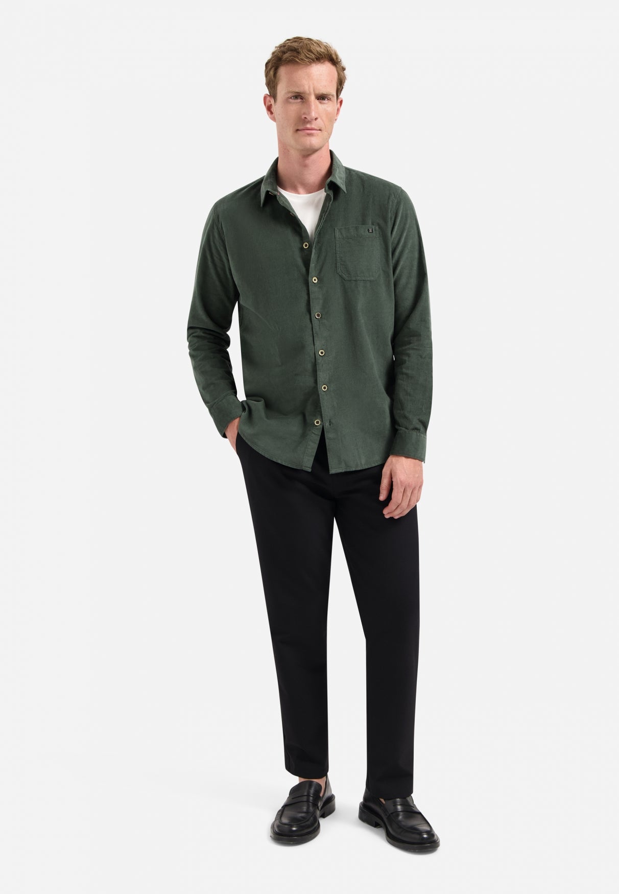 Chemise en velours côtelé | Dark Green