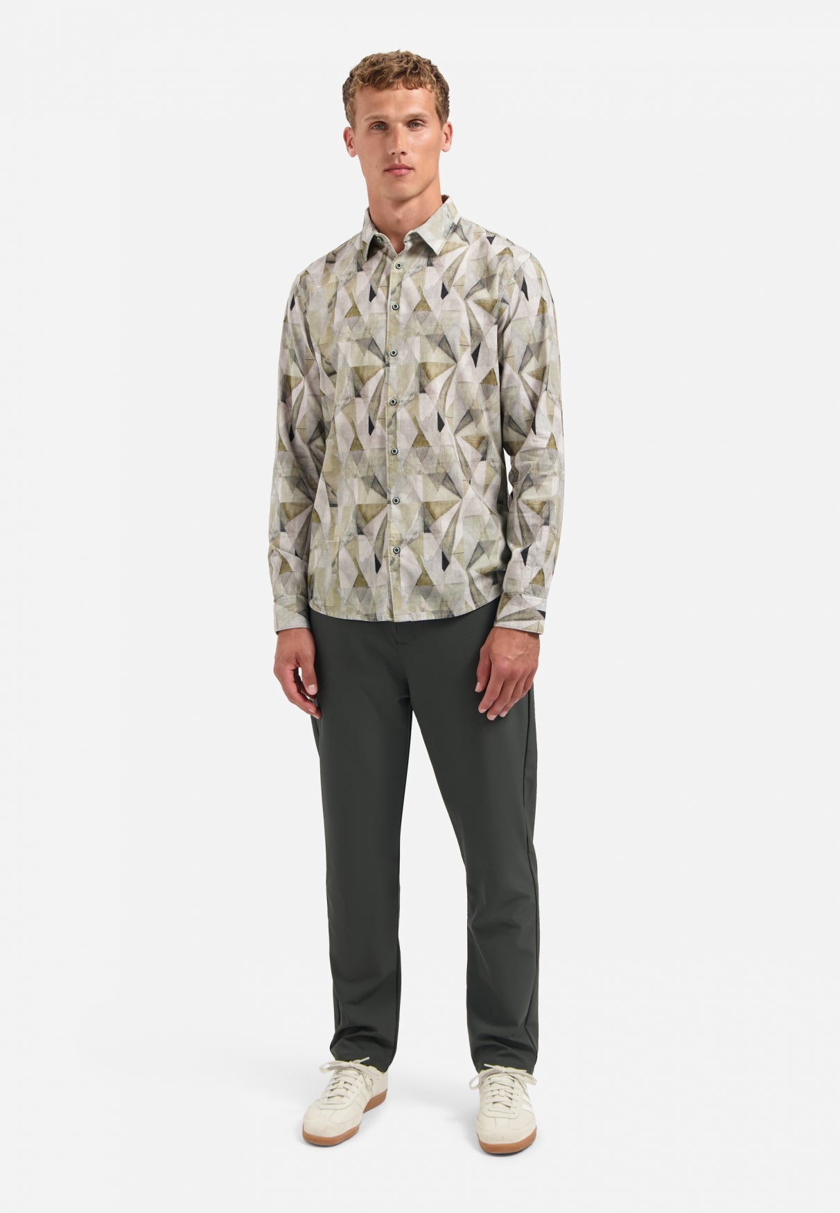 Chemise stretch imprimée | Light Moss