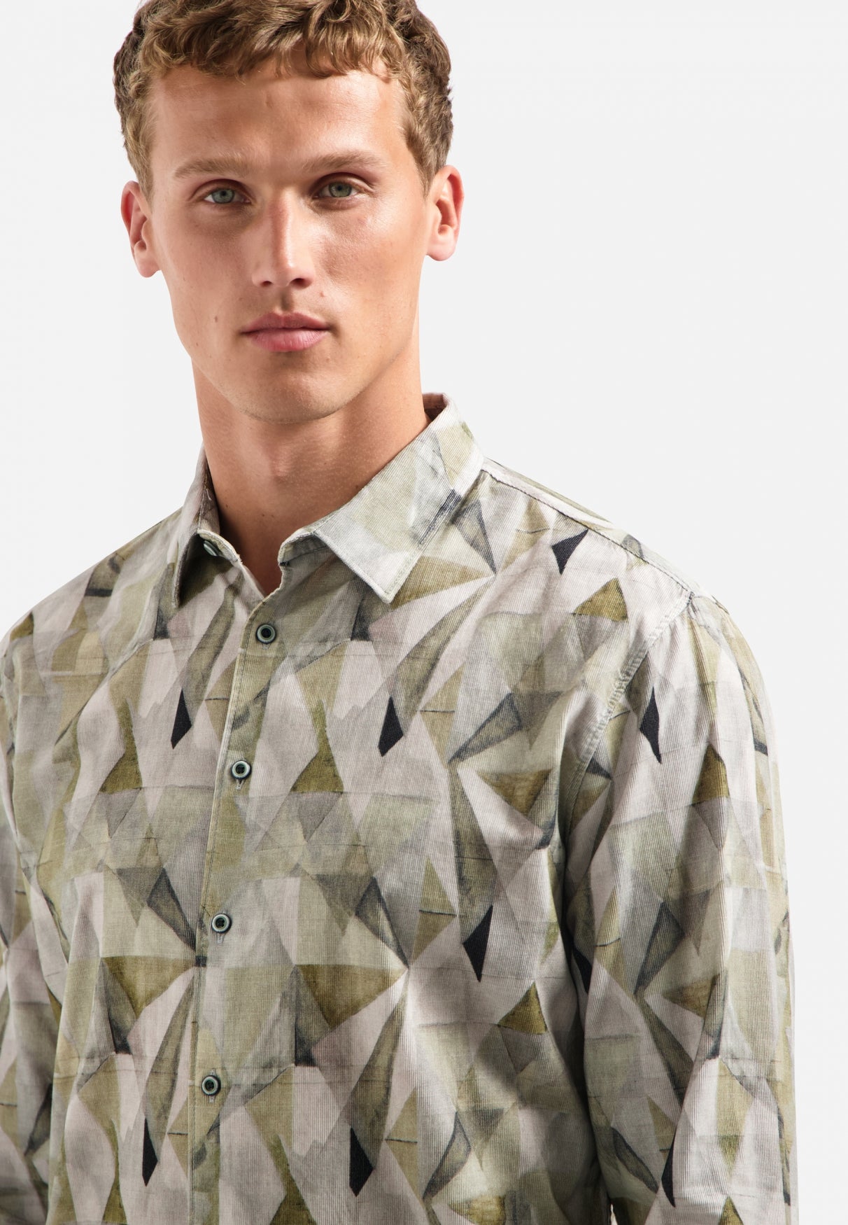 Chemise stretch imprimée | Light Moss