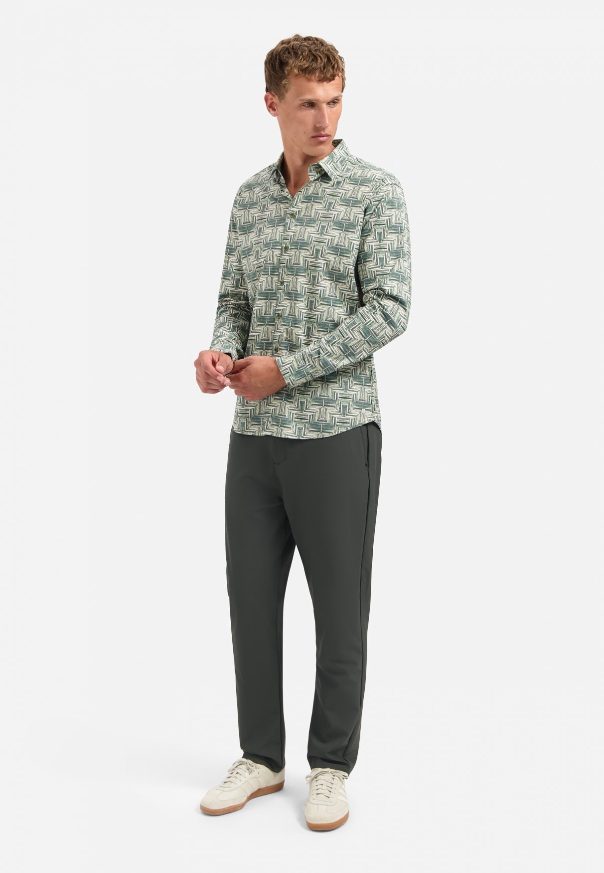 Chemise stretch imprimée | Dark Green