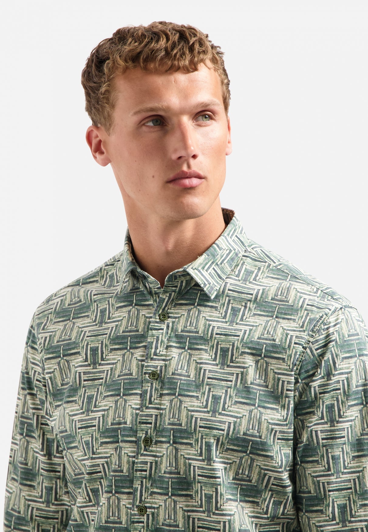 Chemise stretch imprimée | Dark Green