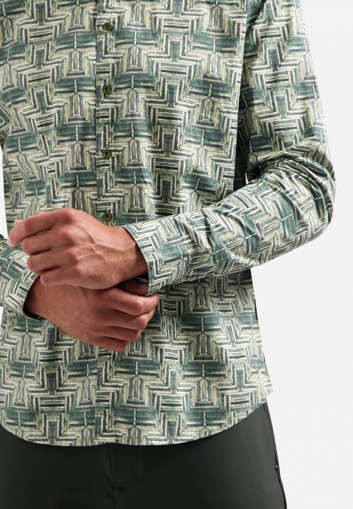 Chemise stretch imprimée | Dark Green