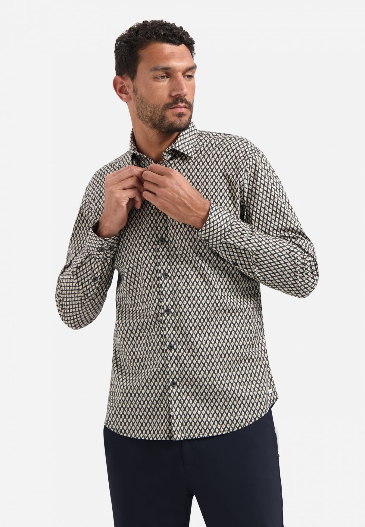 Chemise stretch imprimée | Black
