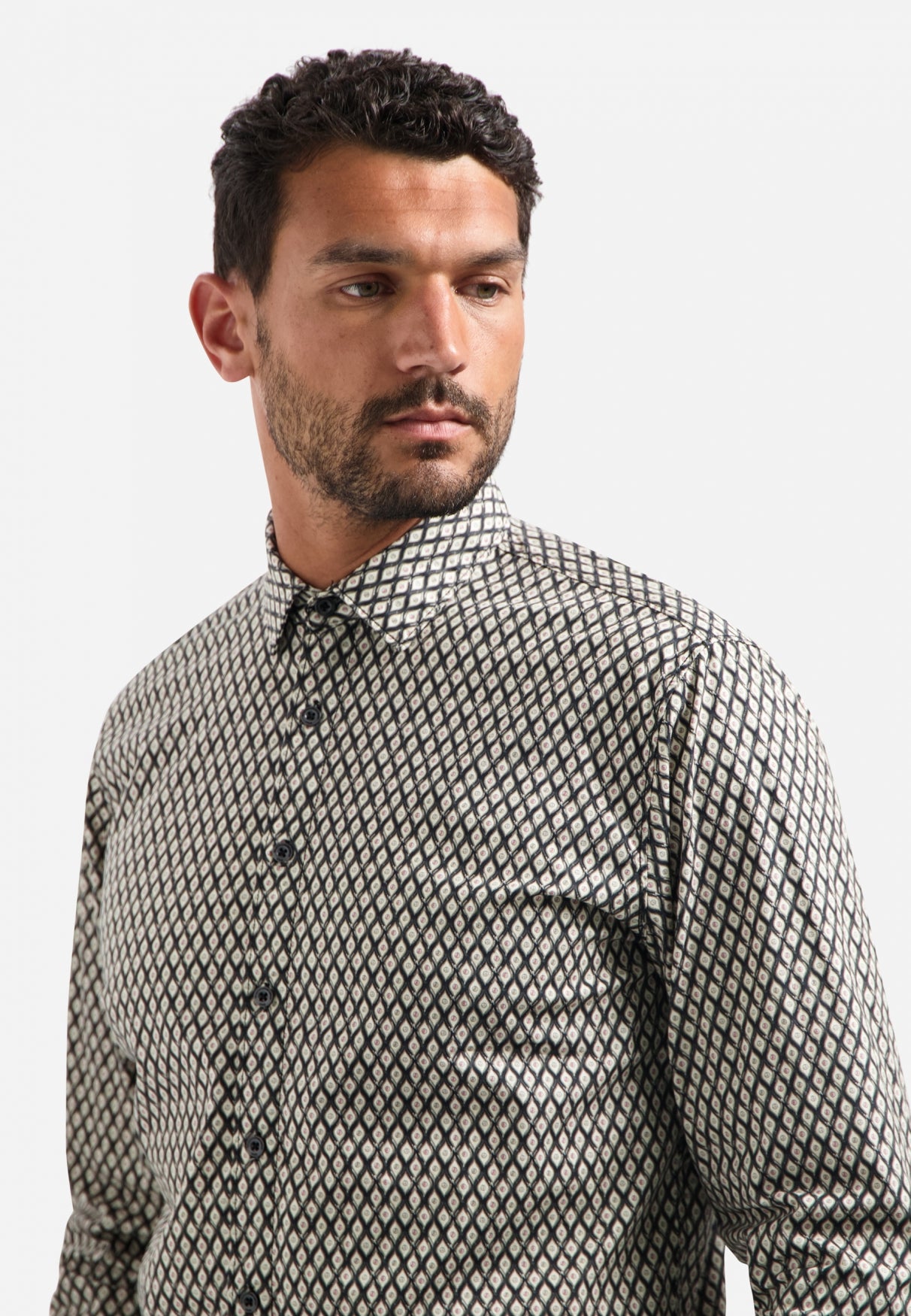 Chemise stretch imprimée | Black