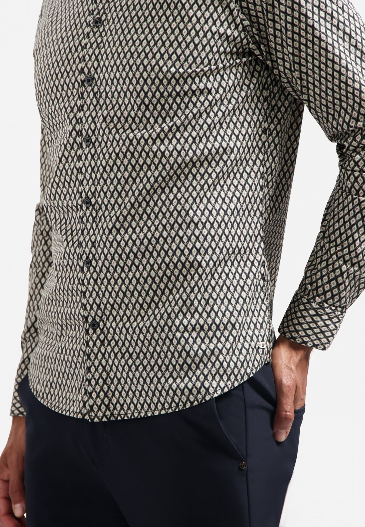 Chemise stretch imprimée | Black