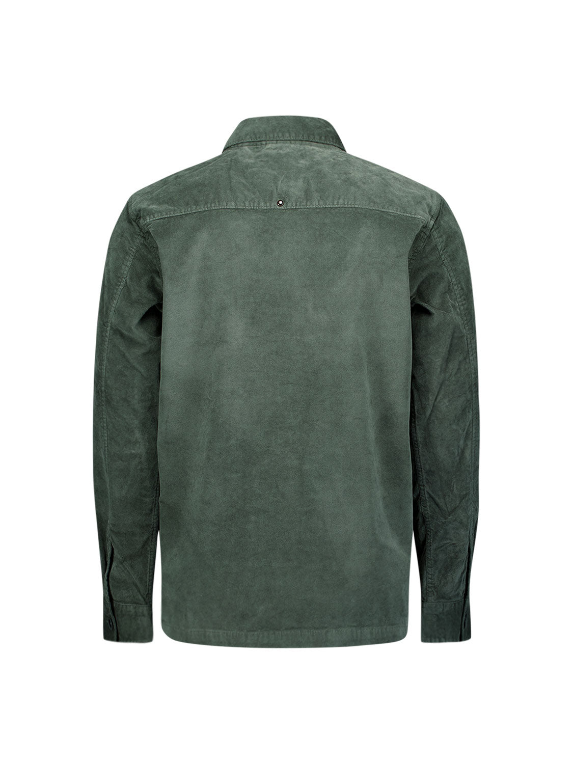 Buttoned velvet overshirt | Dark Green