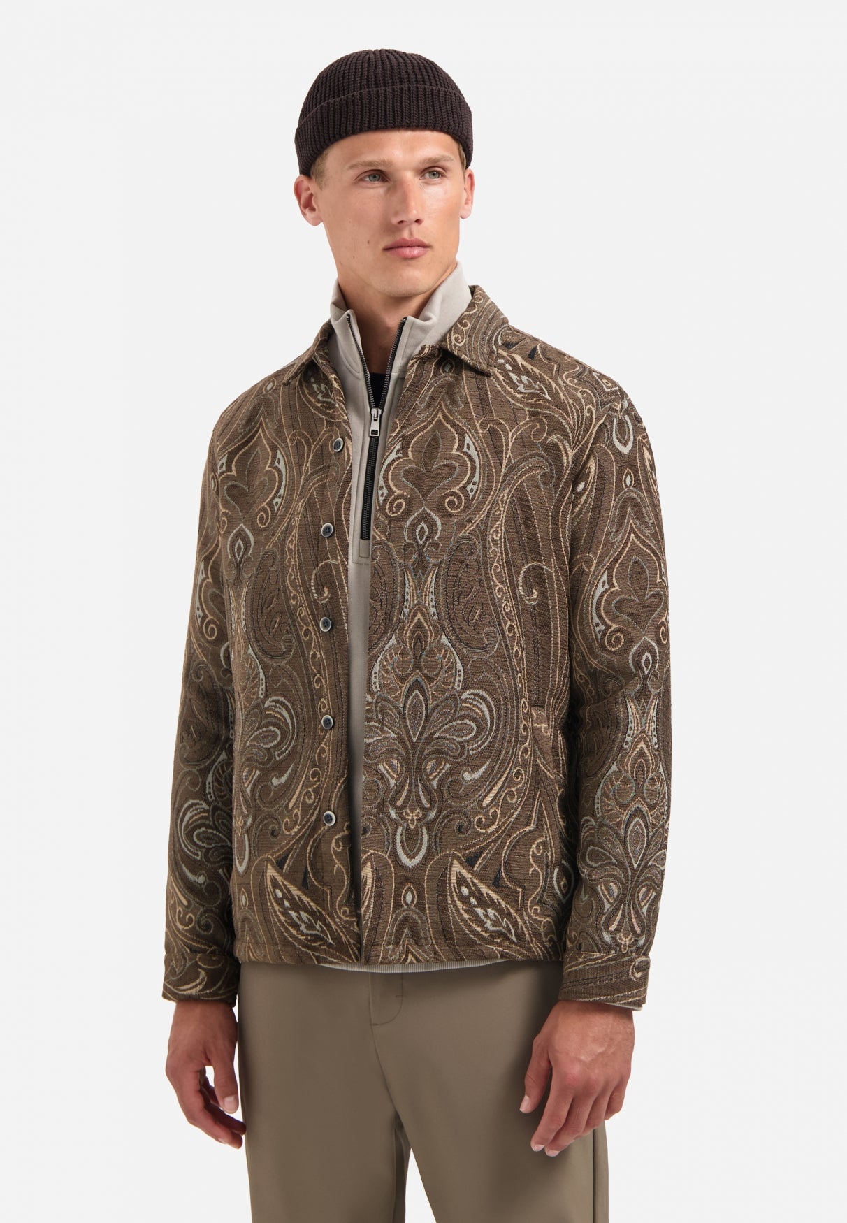 Surchemise jacquard à motifs | Brown