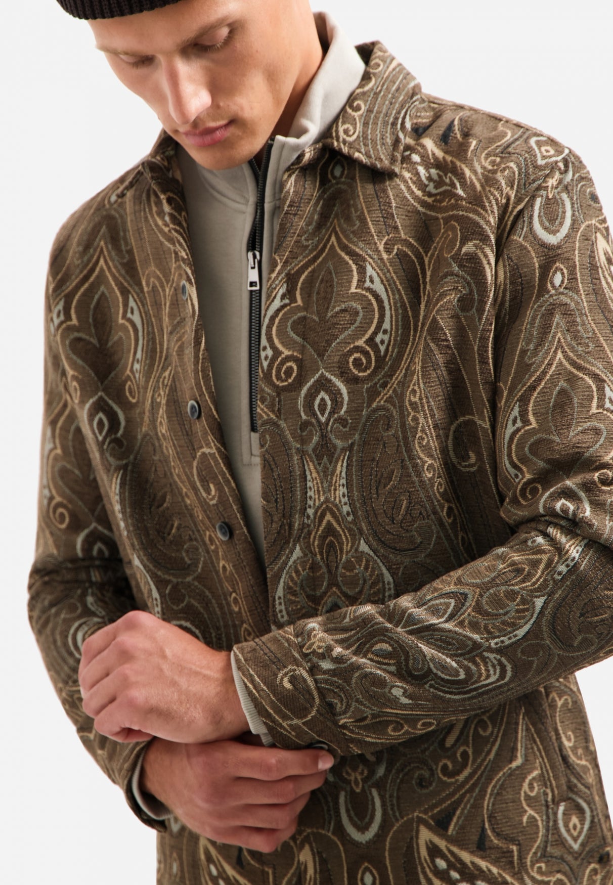 Surchemise jacquard à motifs | Brown