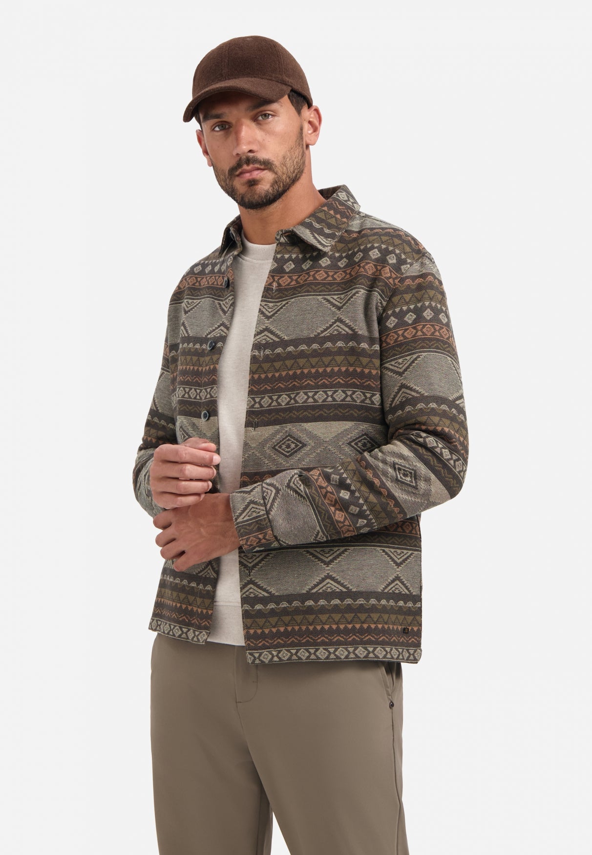 Surchemise jacquard à motifs | Taupe
