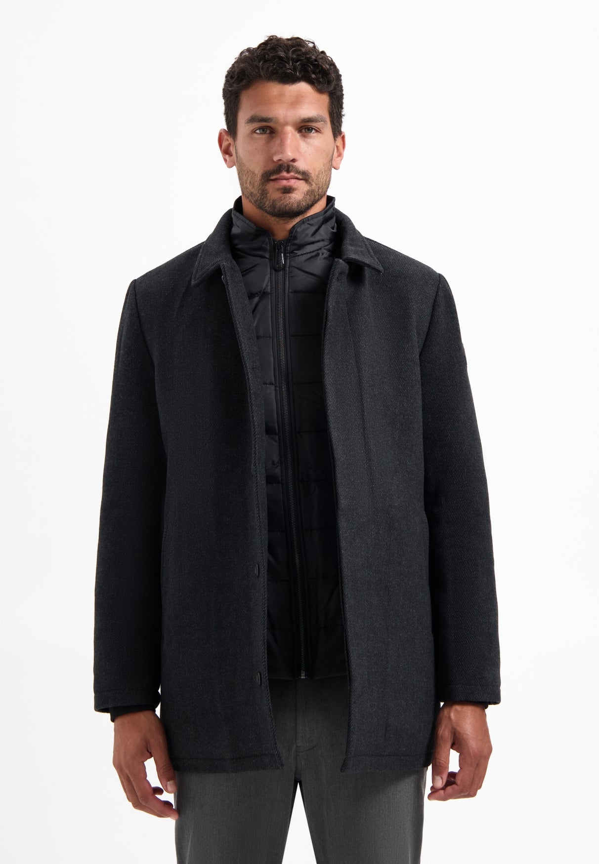 Manteau en laine à double fermeture | Antra Melange