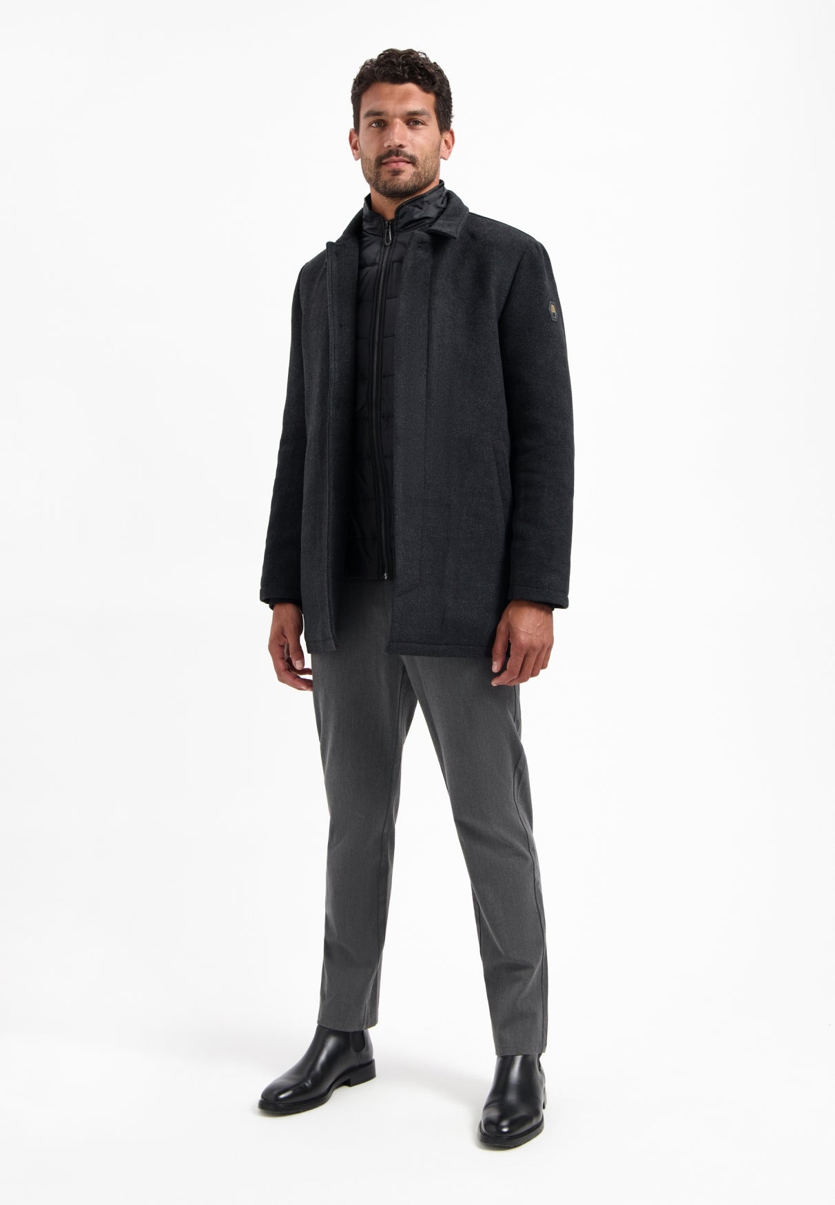 Manteau en laine à double fermeture | Antra Melange