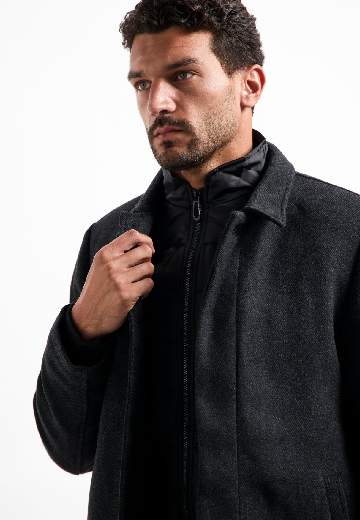 Manteau en laine à double fermeture | Antra Melange