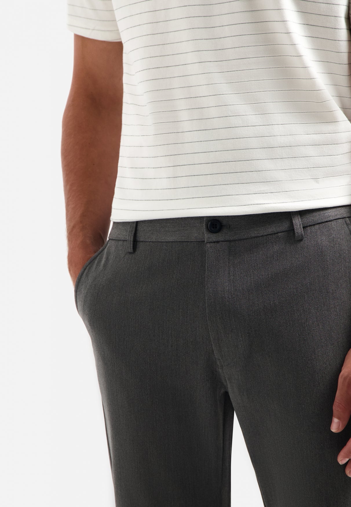 Pantalon chino stretch chiné | Grey Melange
