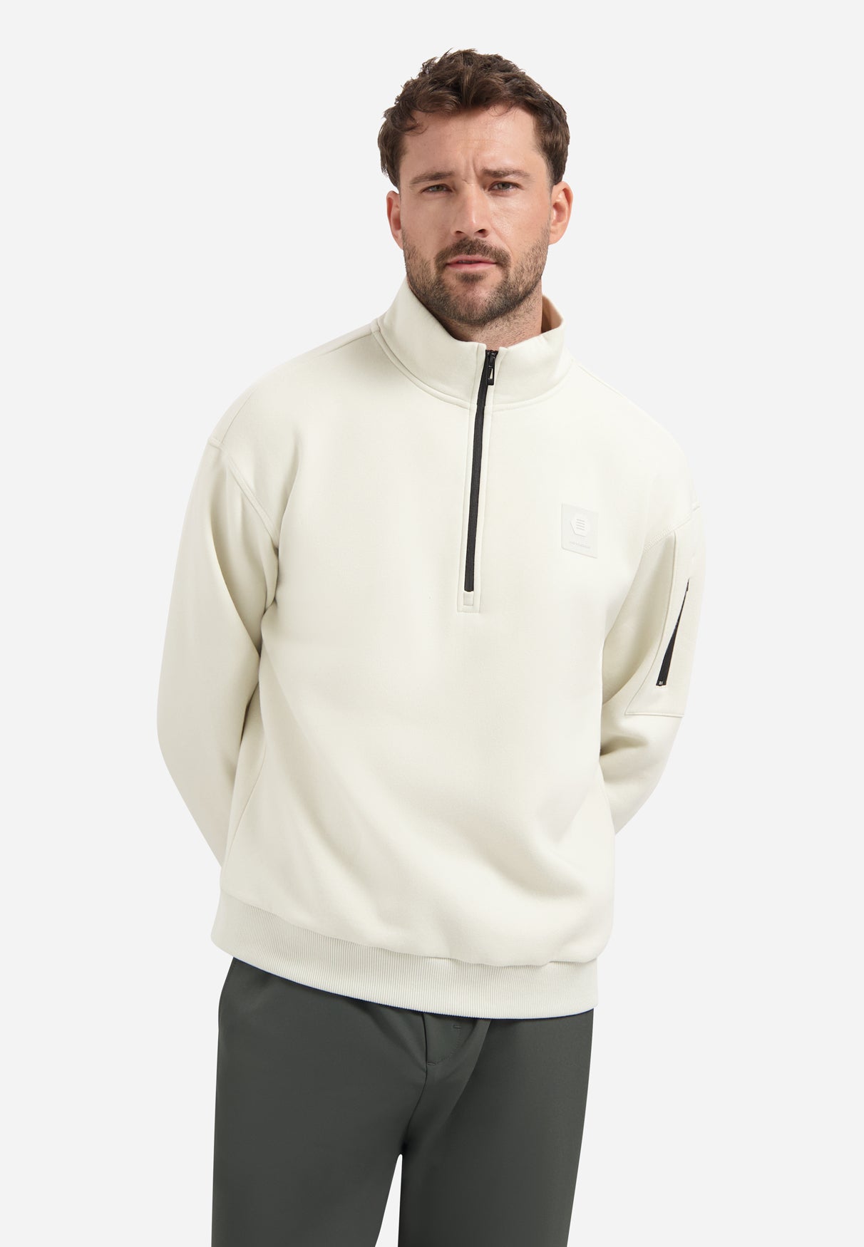Sweater met halve rits | Chalk