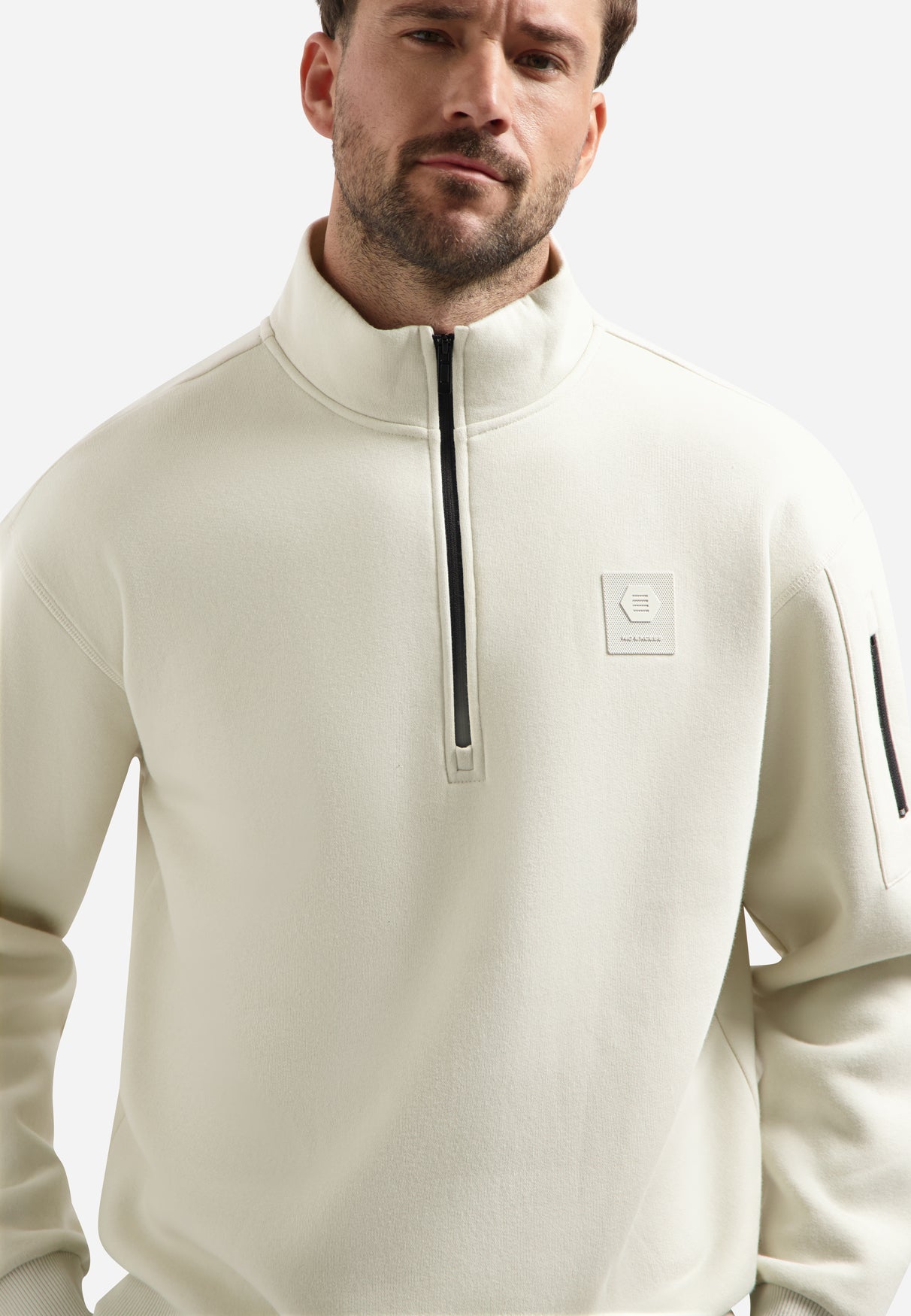 Sweater met halve rits | Chalk
