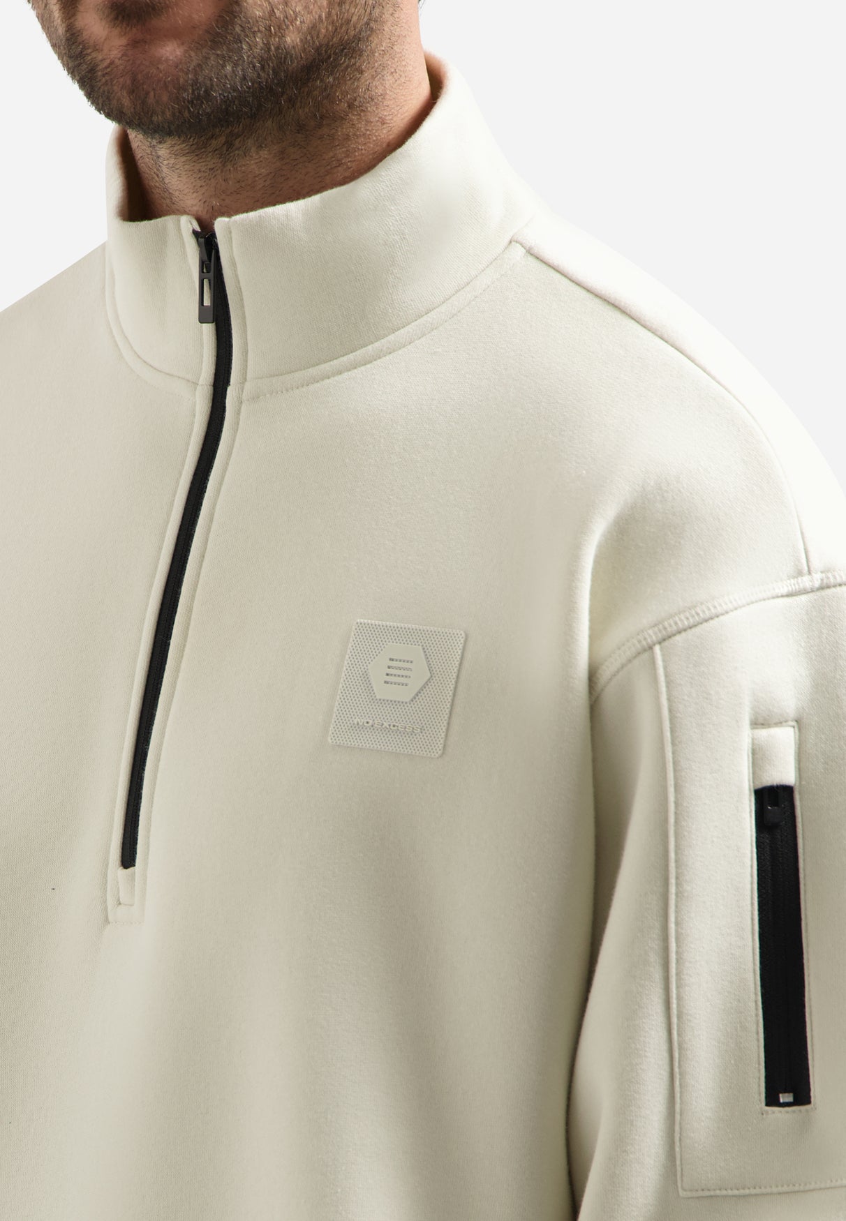 Sweater met halve rits | Chalk
