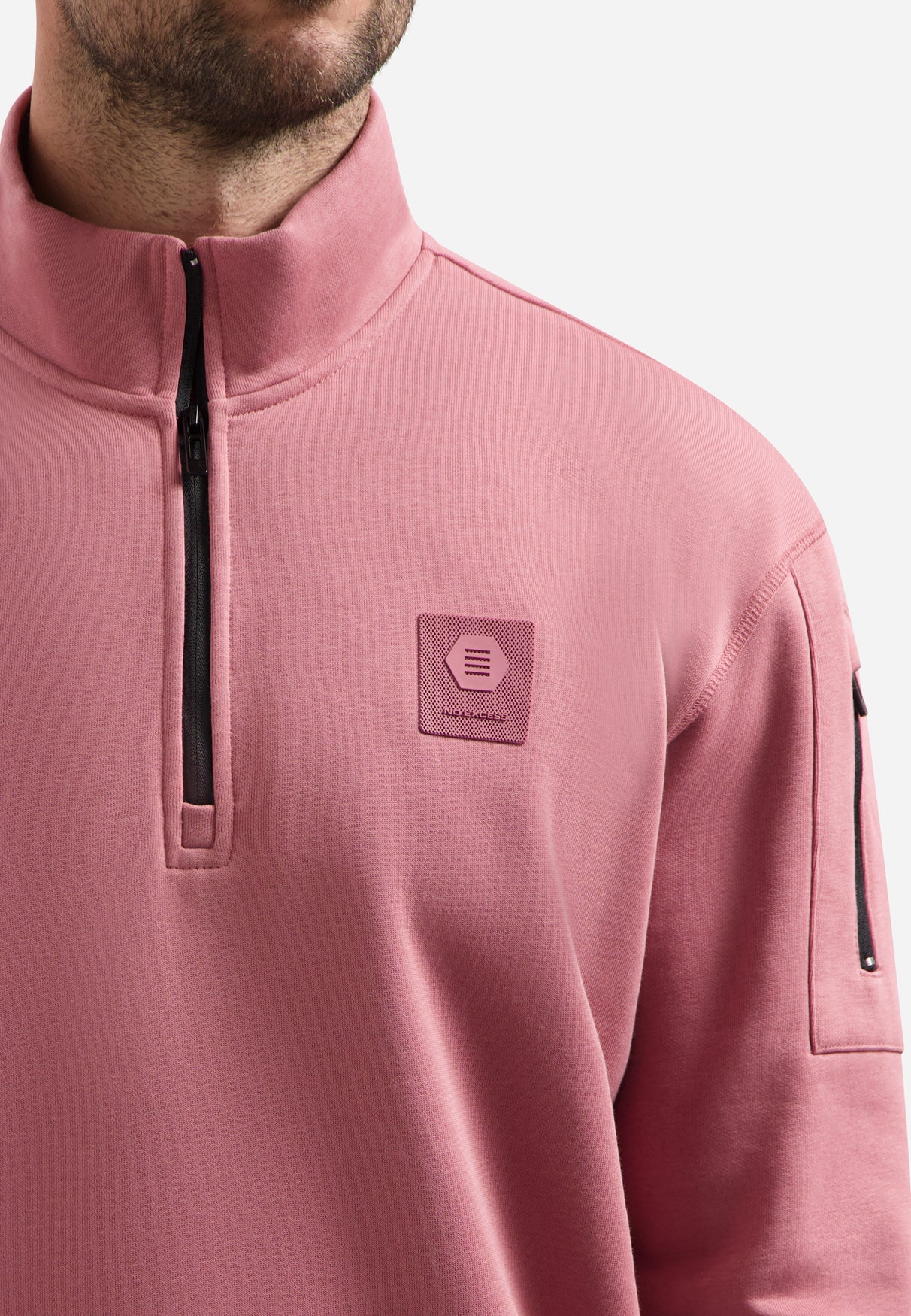 Sweater met halve rits | Old Pink