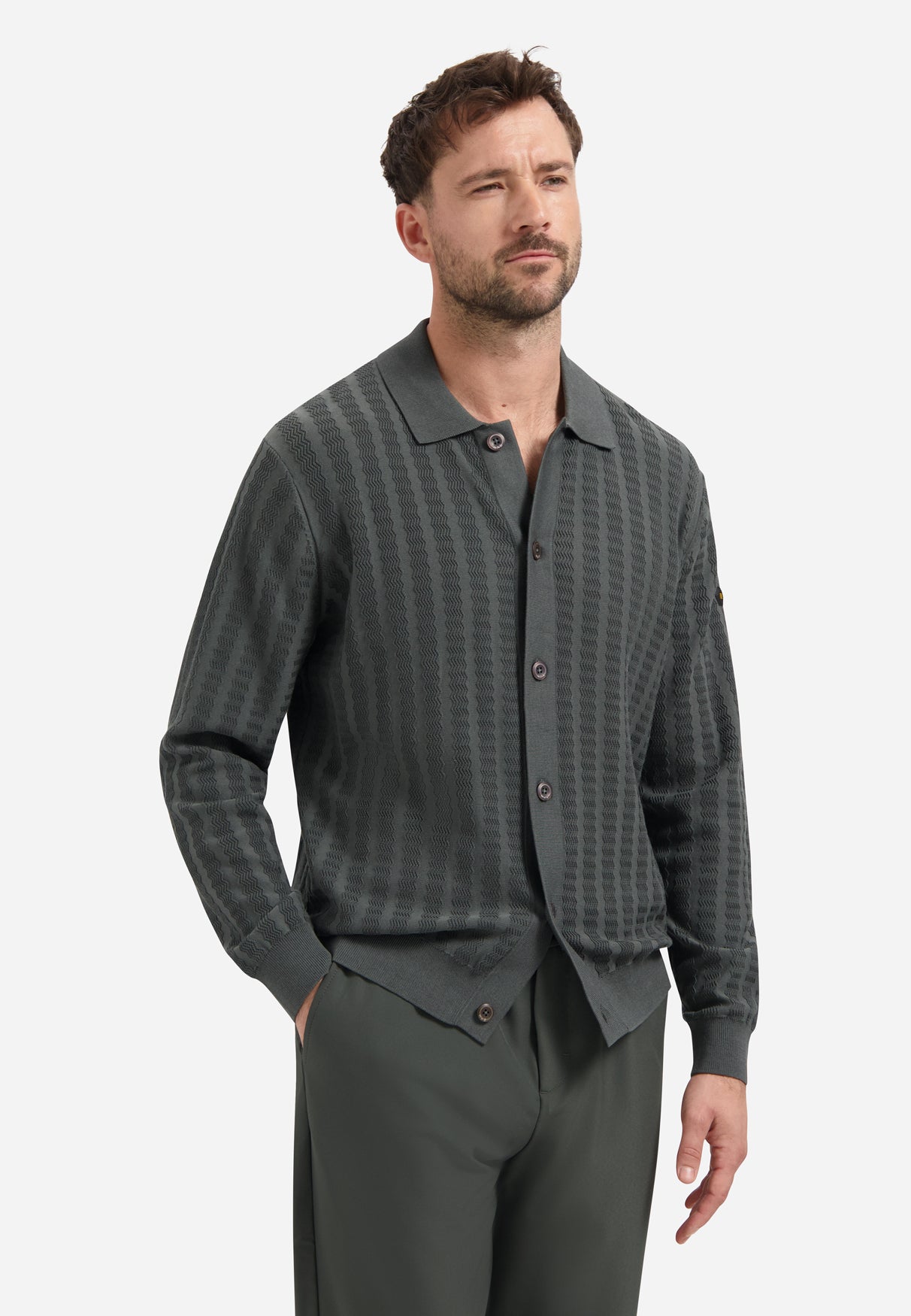 Vest met knoopsluiting en polokraag | Dark Steel