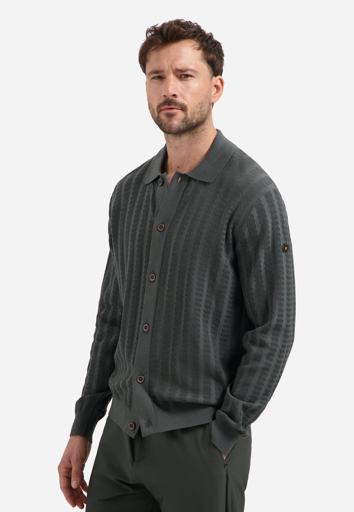 Vest met knoopsluiting en polokraag | Dark Steel
