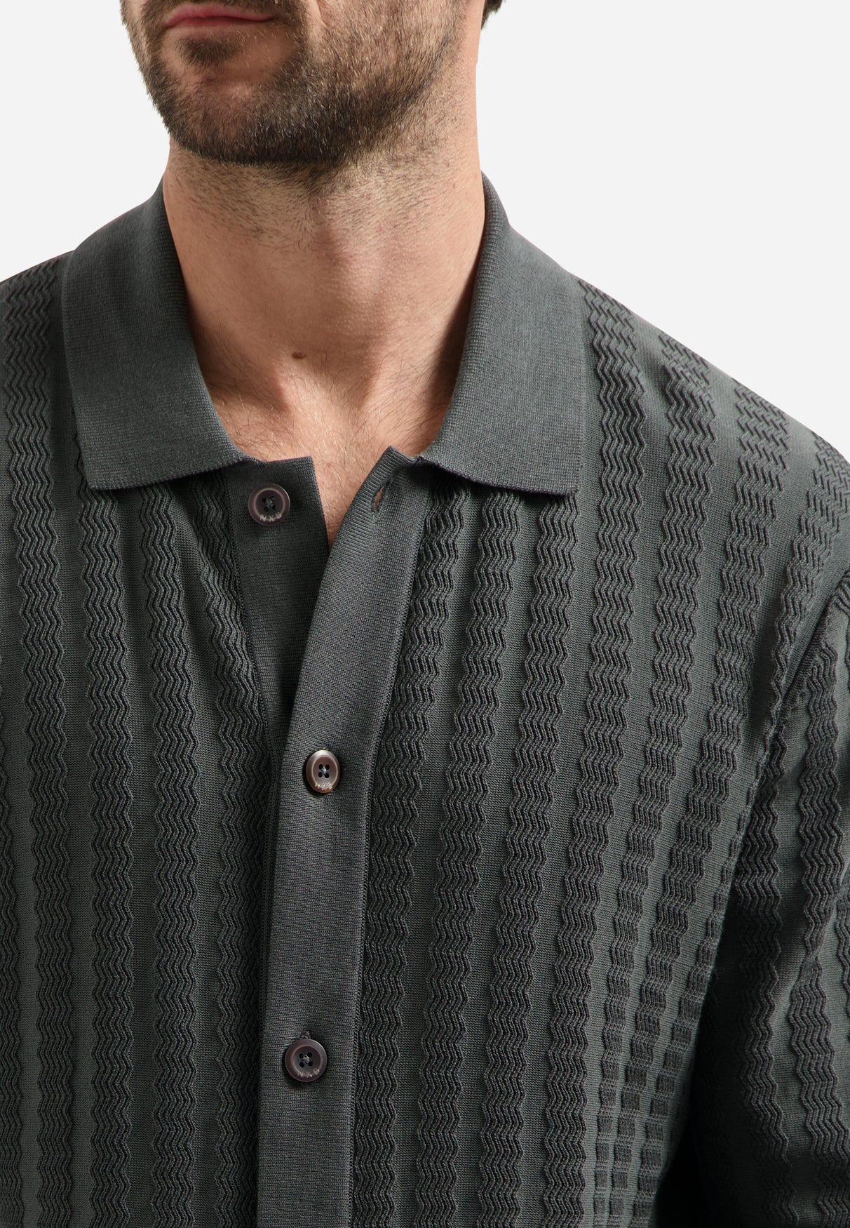 Vest met knoopsluiting en polokraag | Dark Steel