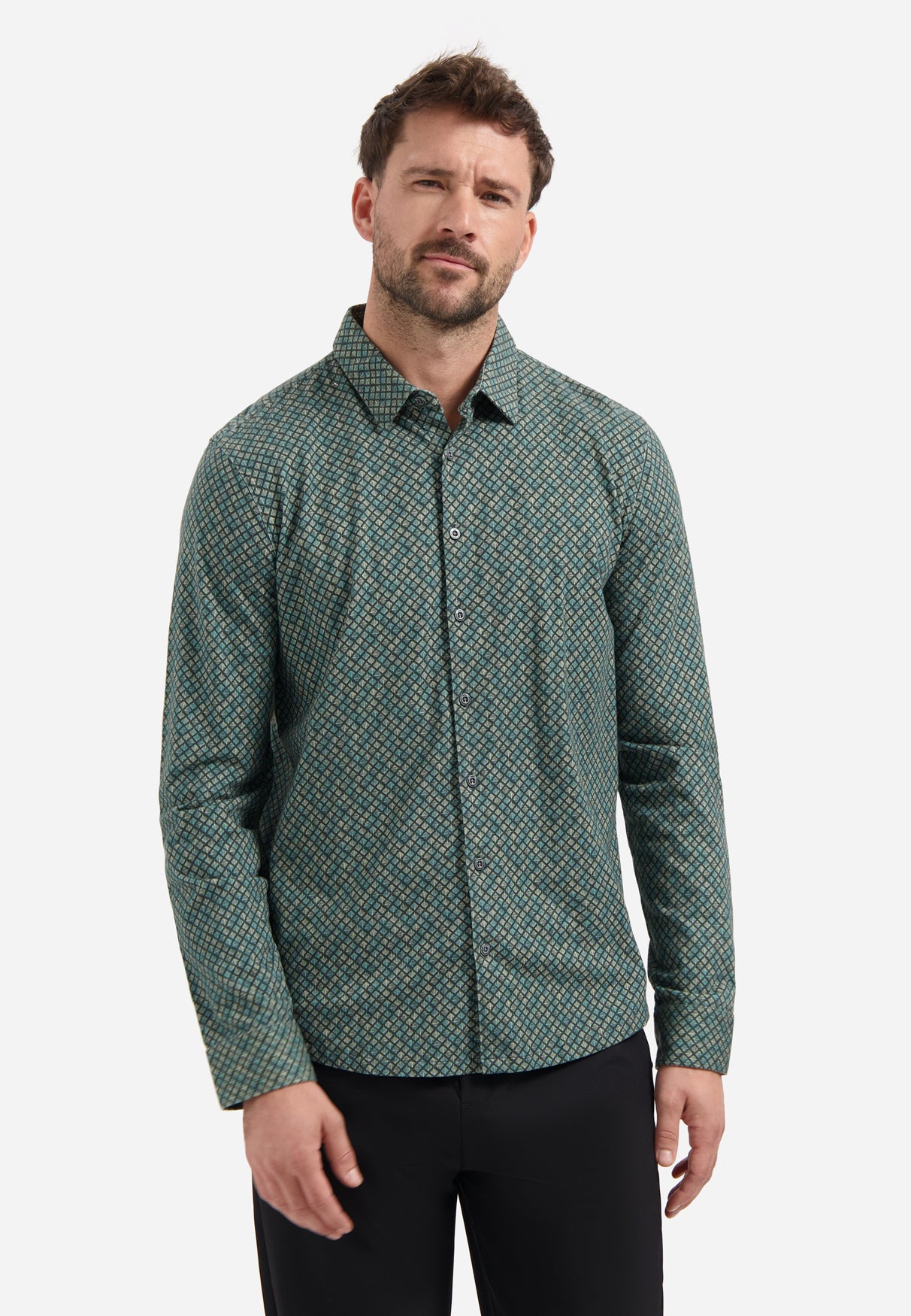 Jersey Hemd met print | Dark Steel