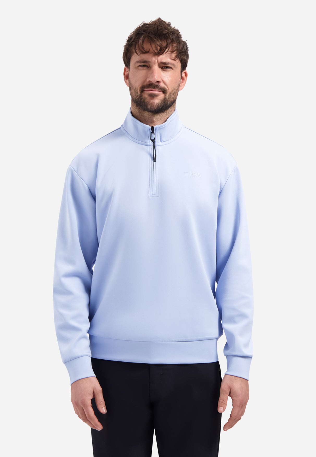 Sweater met halve rits | Blauw
