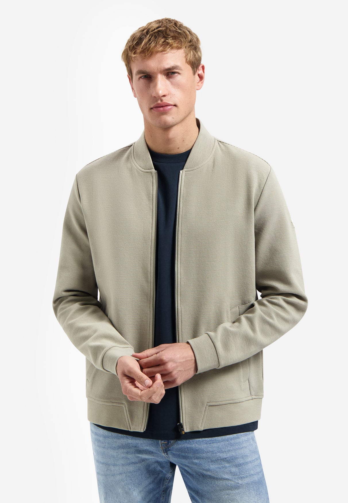 Sweatvest met structuur | Taupe