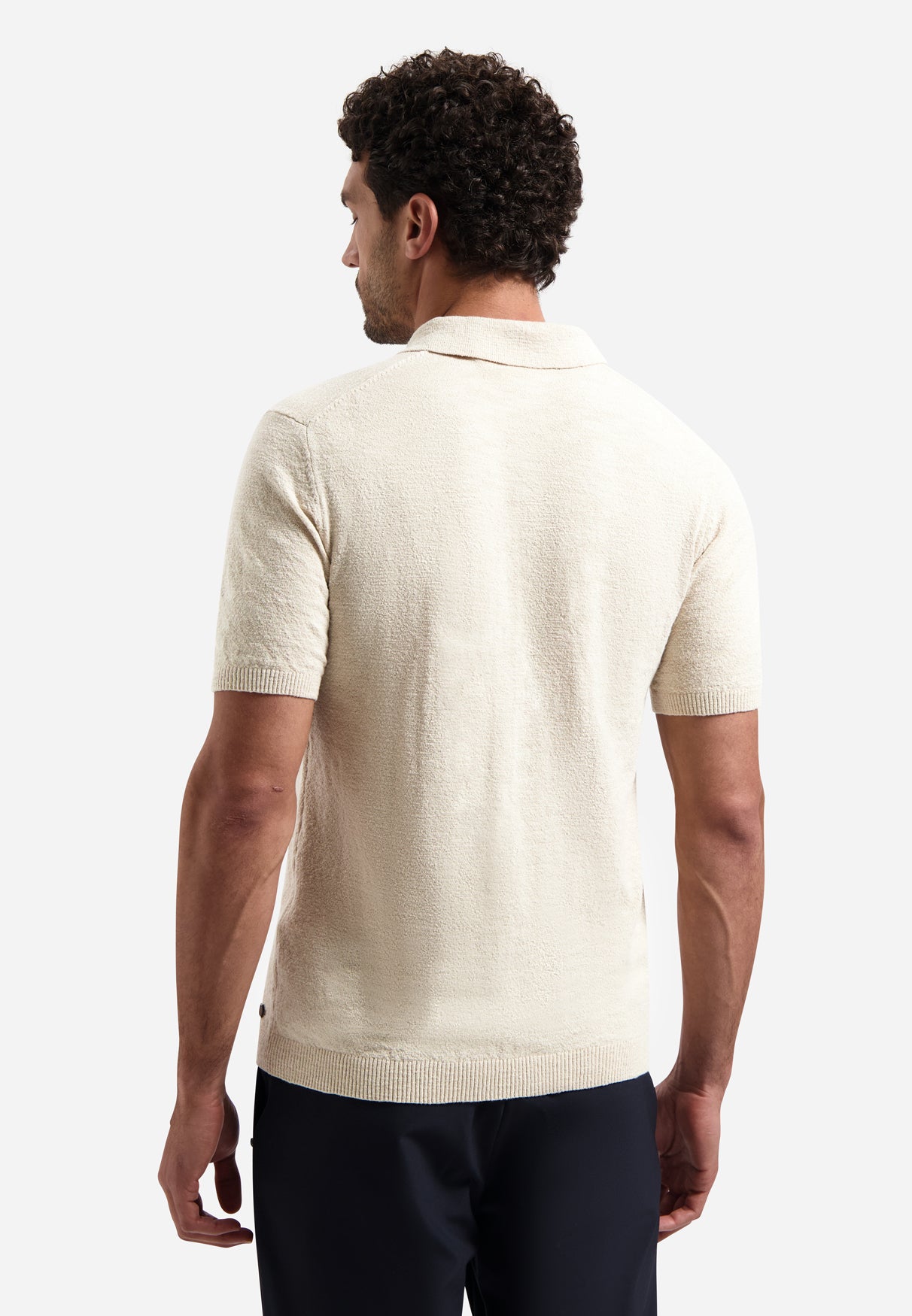 Knitted polo shirt with zip | Desert