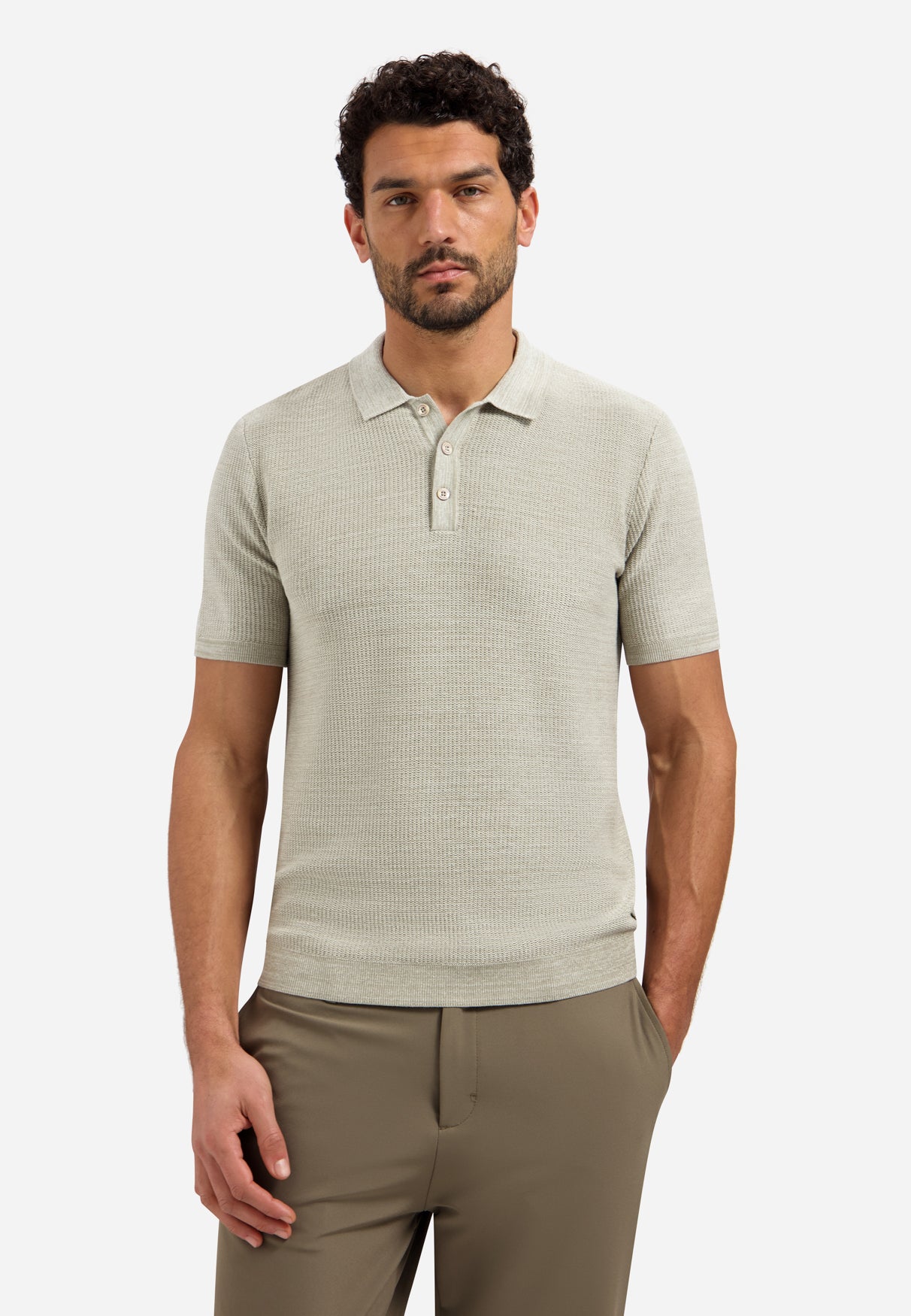 Gebreide polo | Taupe