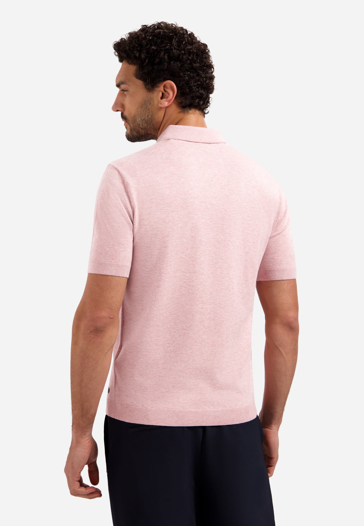 Gebreide polo met halve rits | Light Mauve